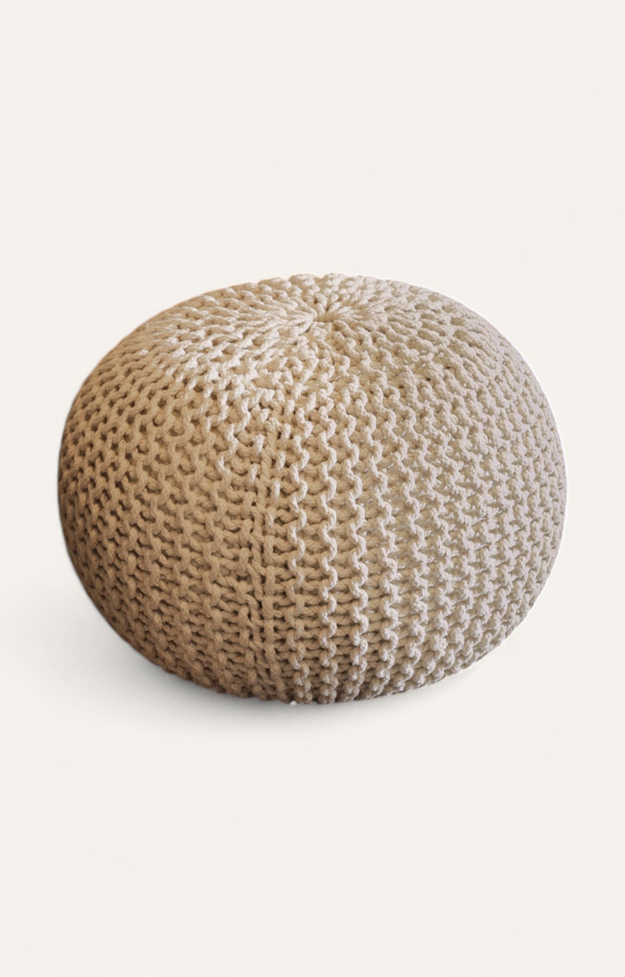 Handwoven Ivory Pouf