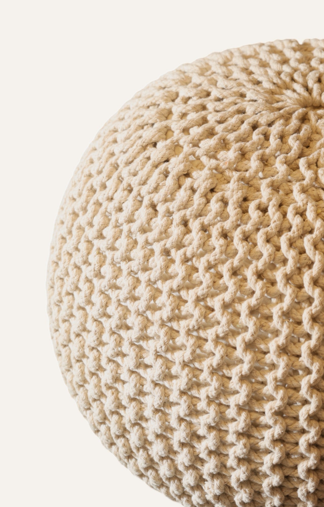 Handwoven Ivory Pouf
