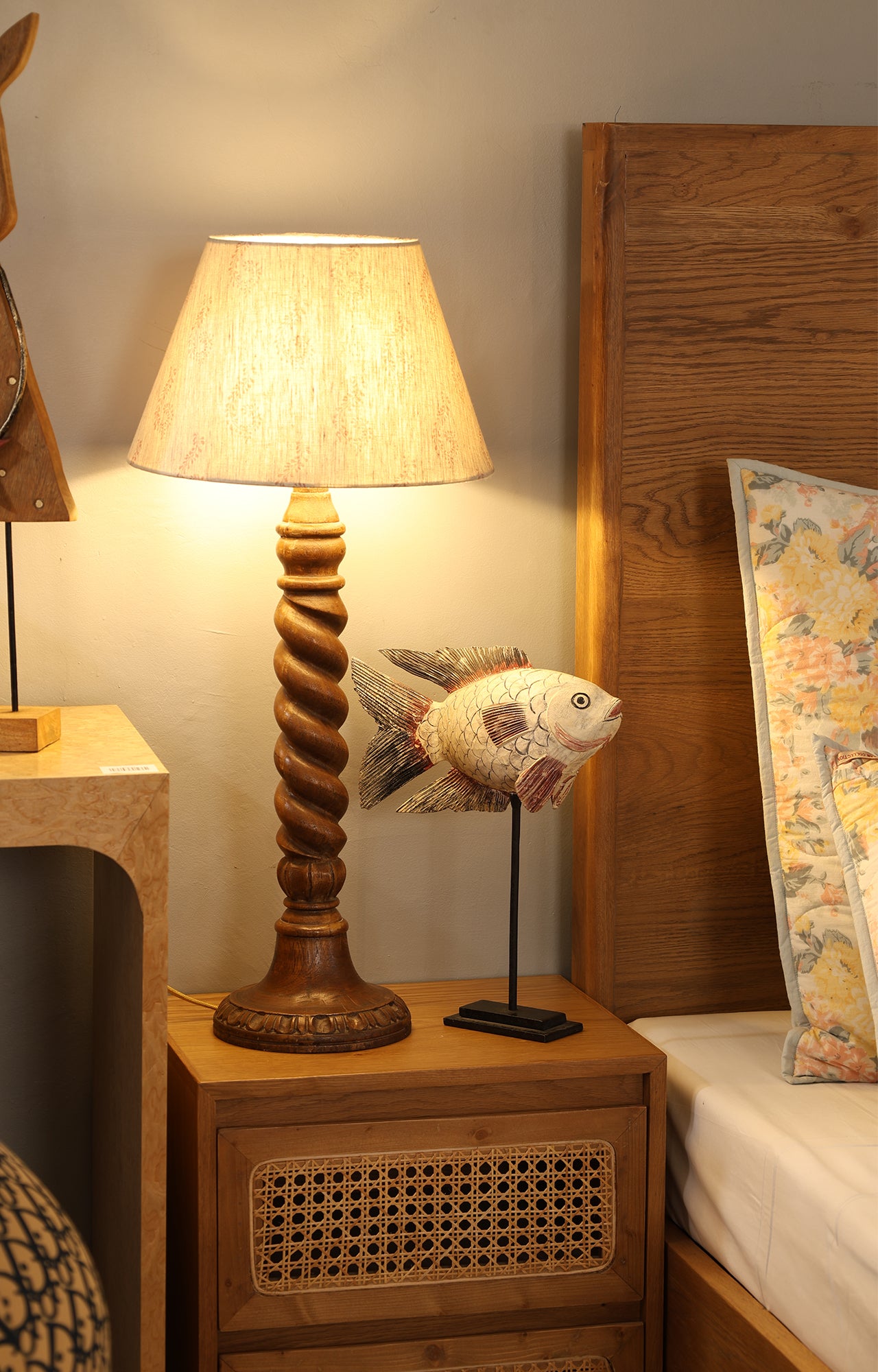 Natural Carved Wooden Fish Décor