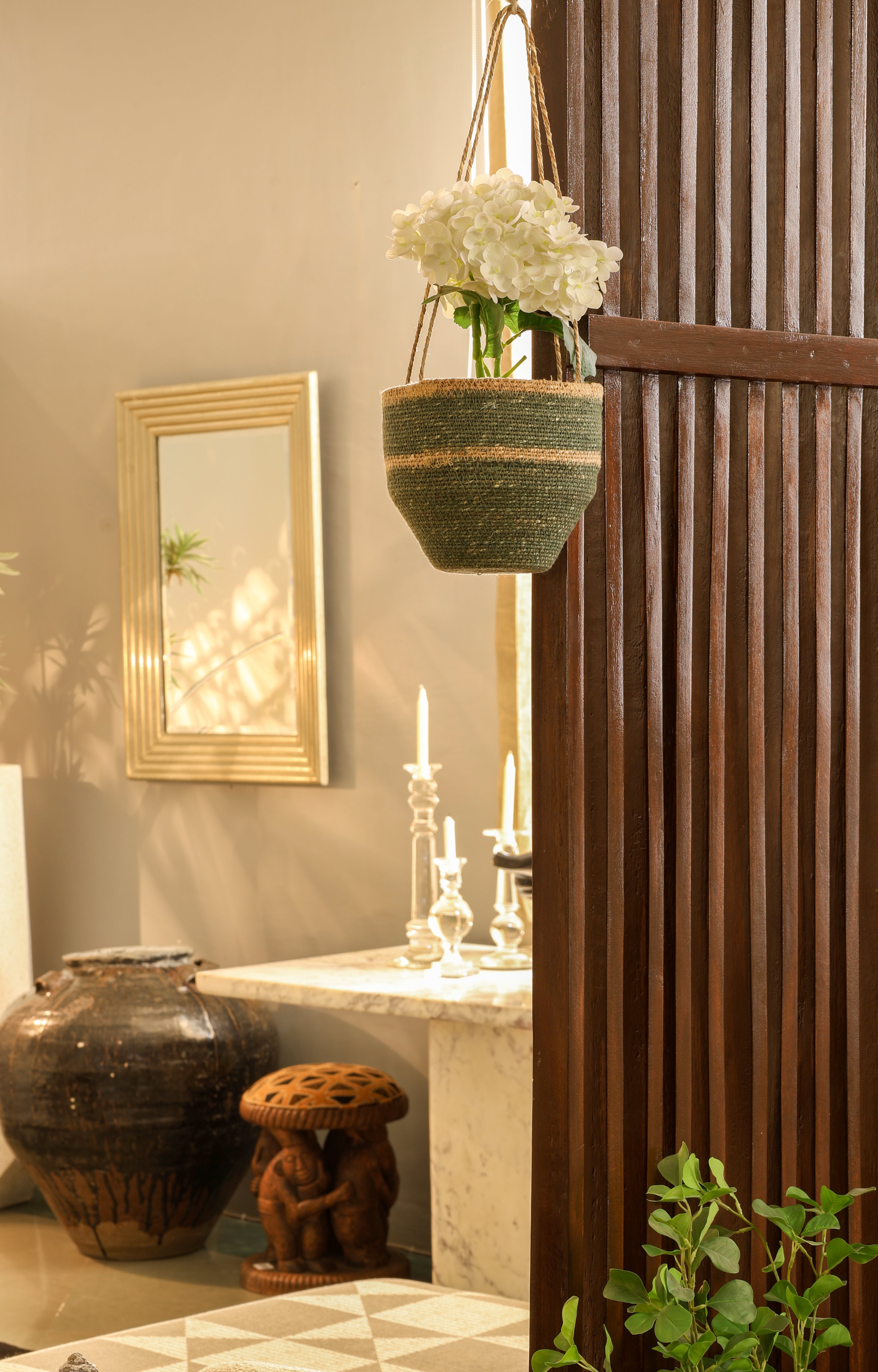 Green Seagrass Hanging Basket