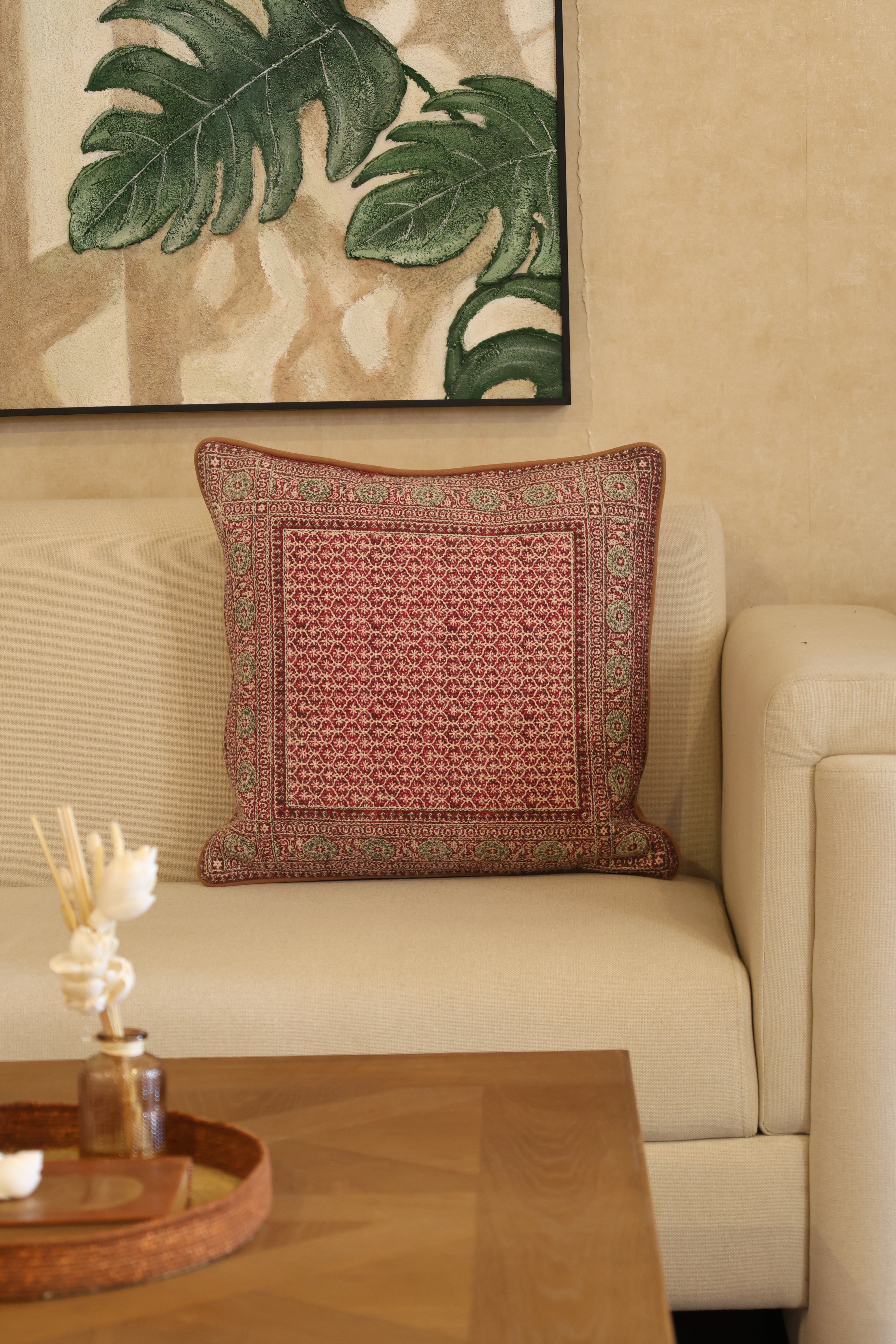 pink heritage Cotton Cushion