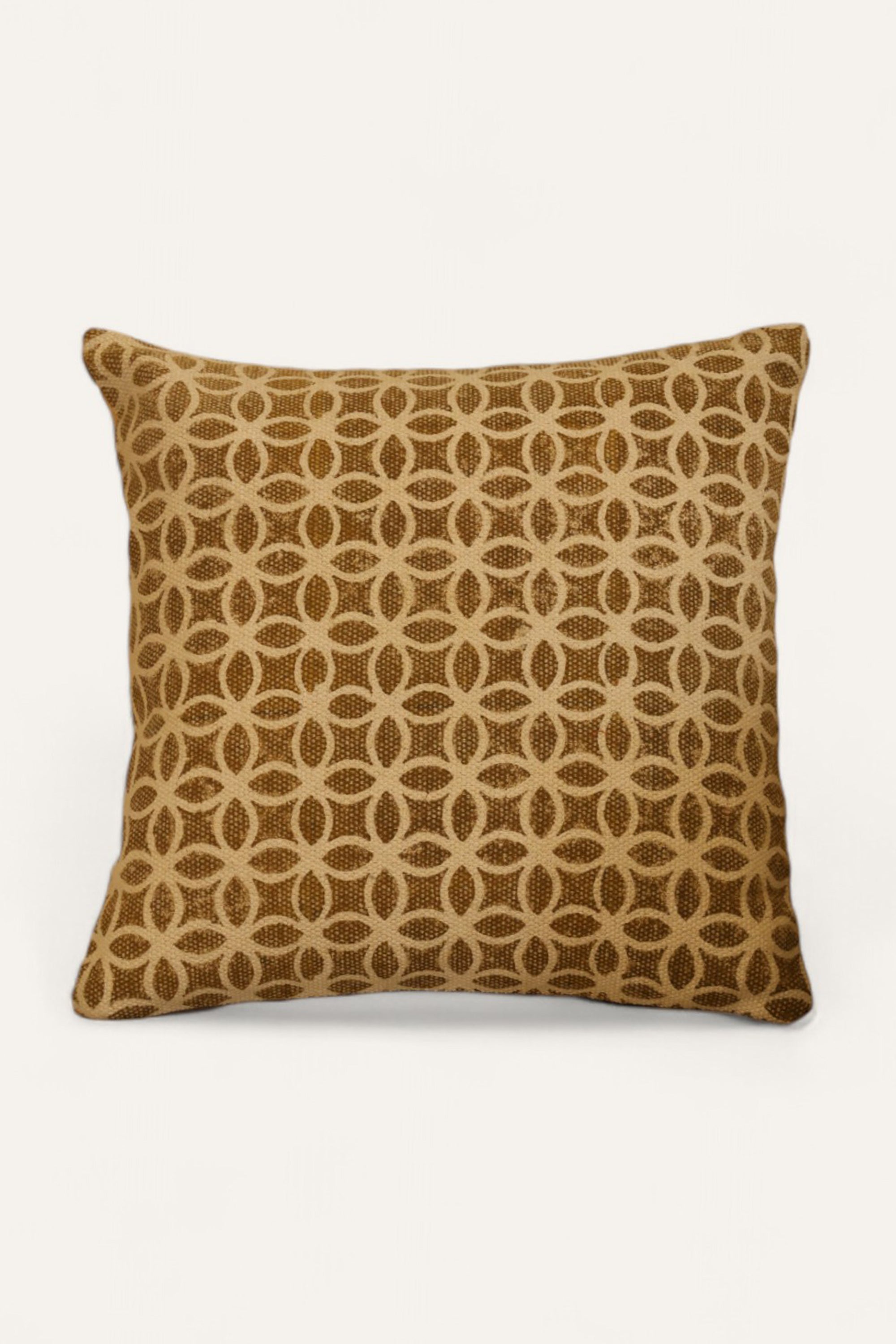 Modern Olive Block Print Cushion