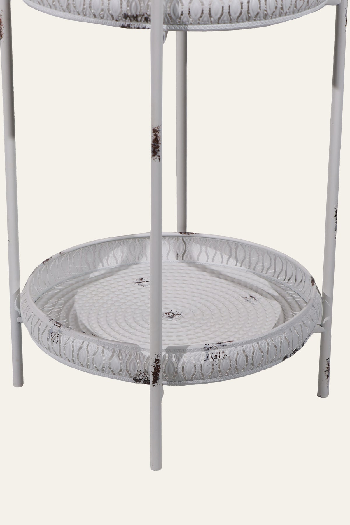 White 2-Tier Scrollwork Display Shelf for Entryway Decor