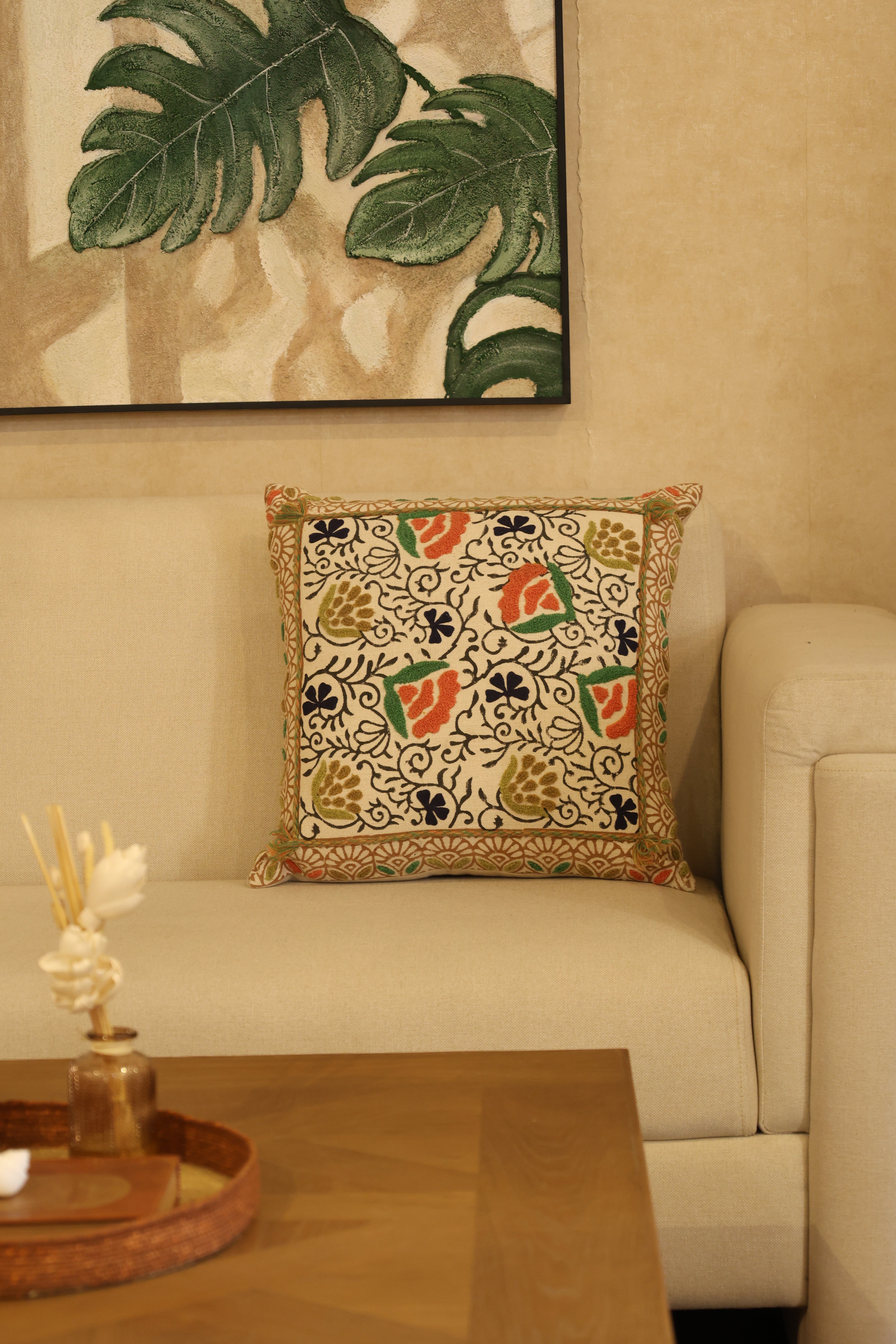 Delicate florals cushion cover