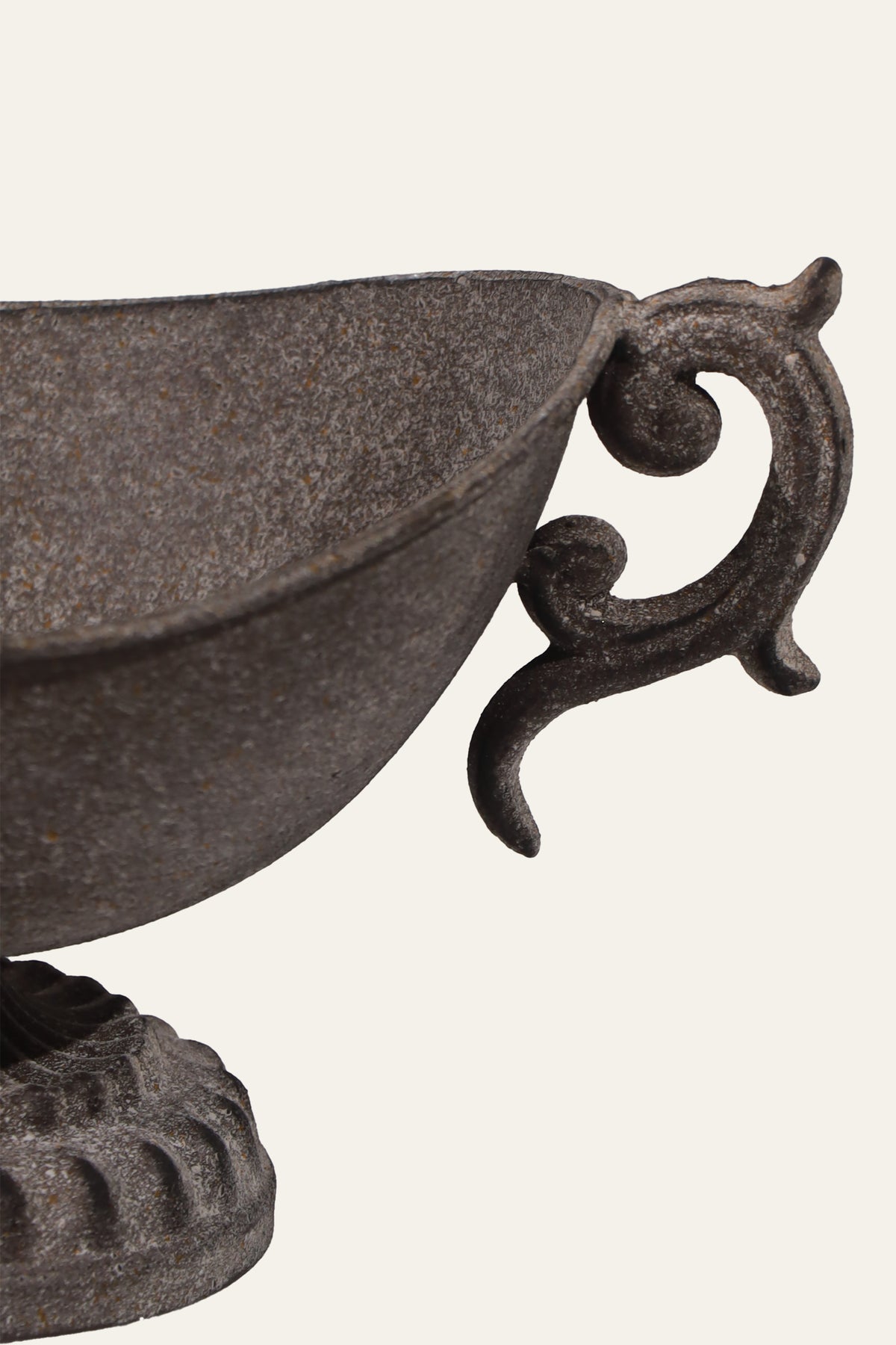 Metal Urn Planter with Scroll Handles in Textured Gray Finish