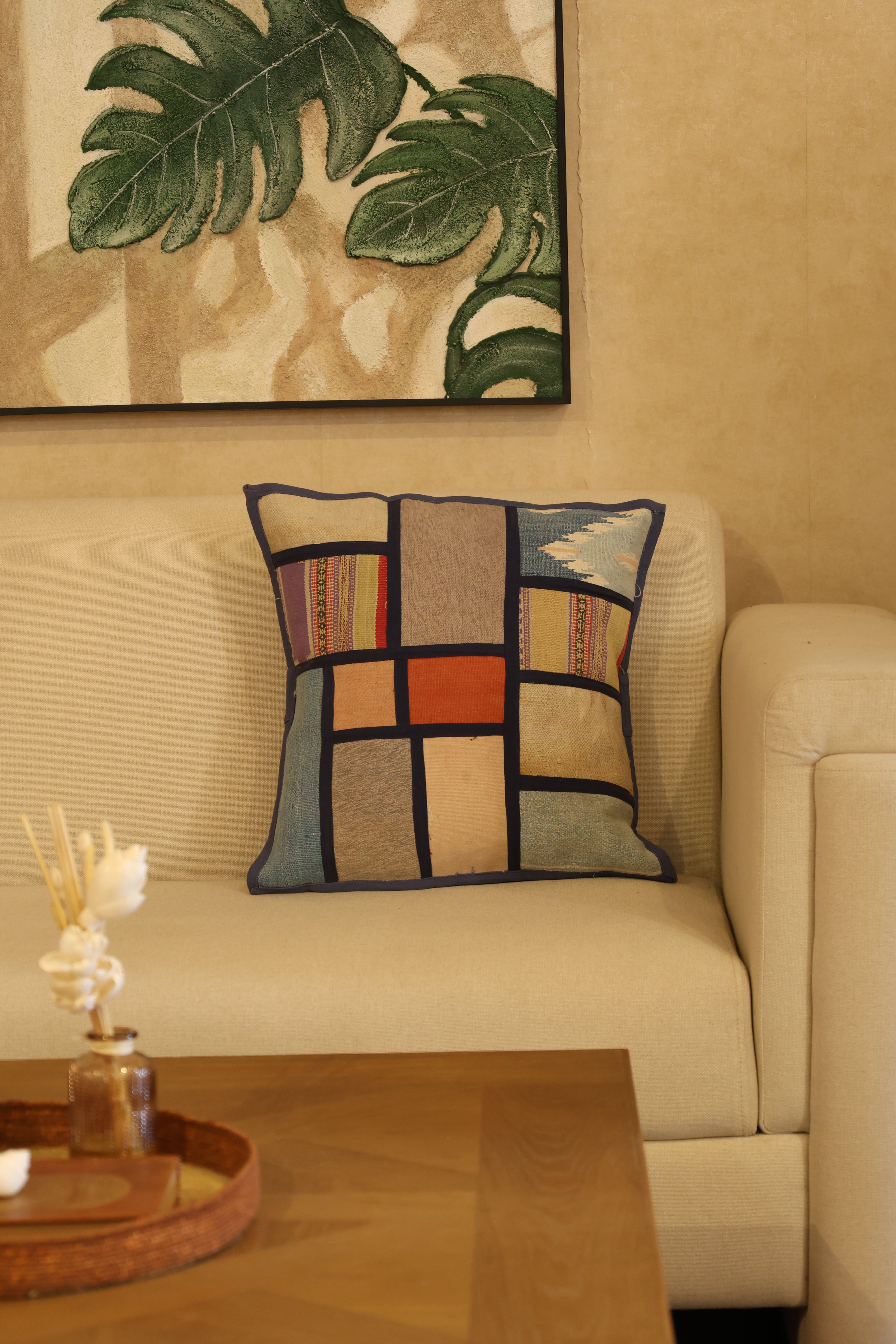 Muted blocks cushion cover