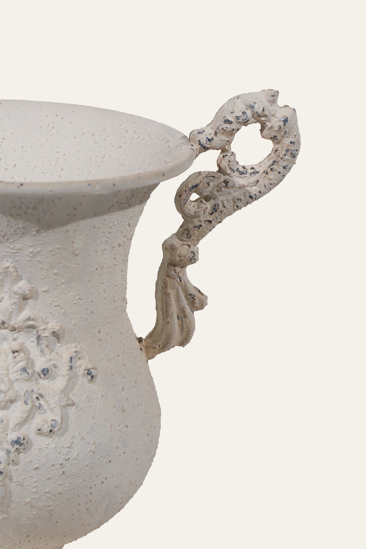 Antique White Baroque Flanged Urn Planter