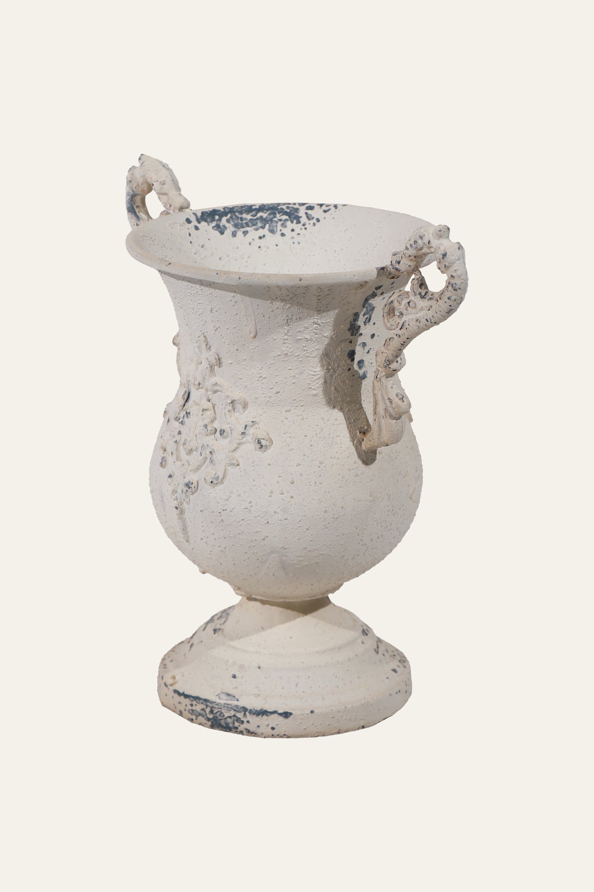 Antique White Baroque Flanged Urn Planter