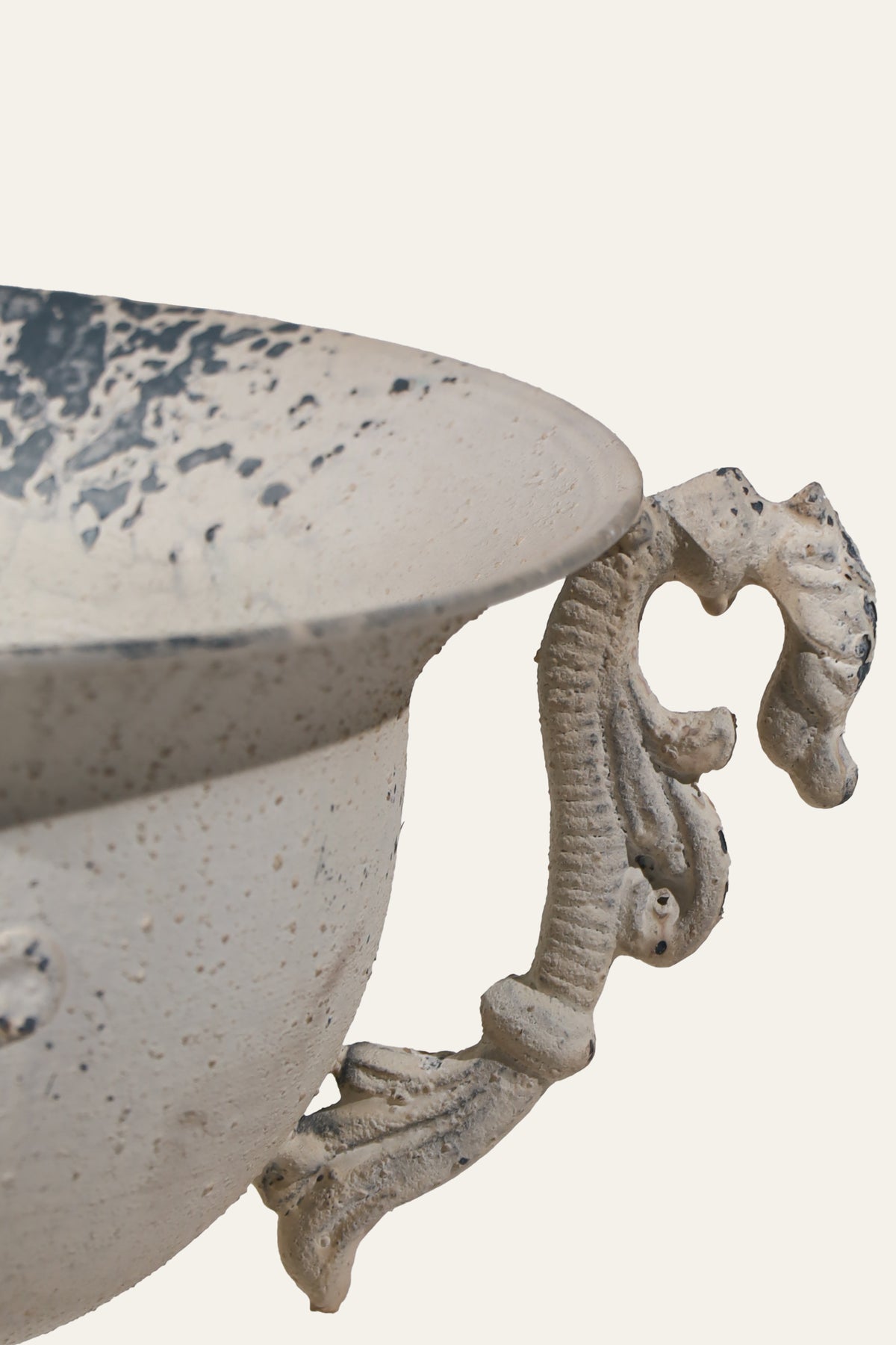 White Pedestal French Urn Planter with Scroll Handles