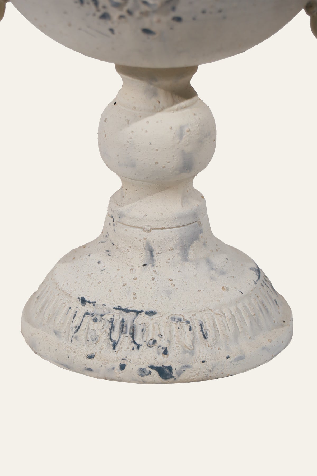 White Pedestal French Urn Planter with Scroll Handles