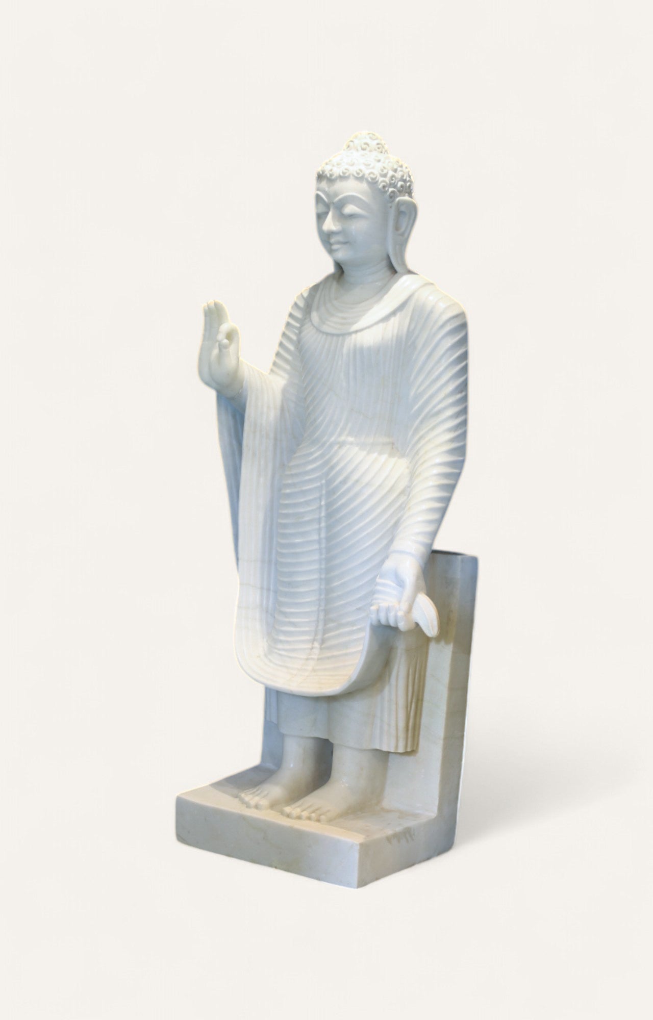 Elegant Marble Buddha Statue – Handcrafted White Idol