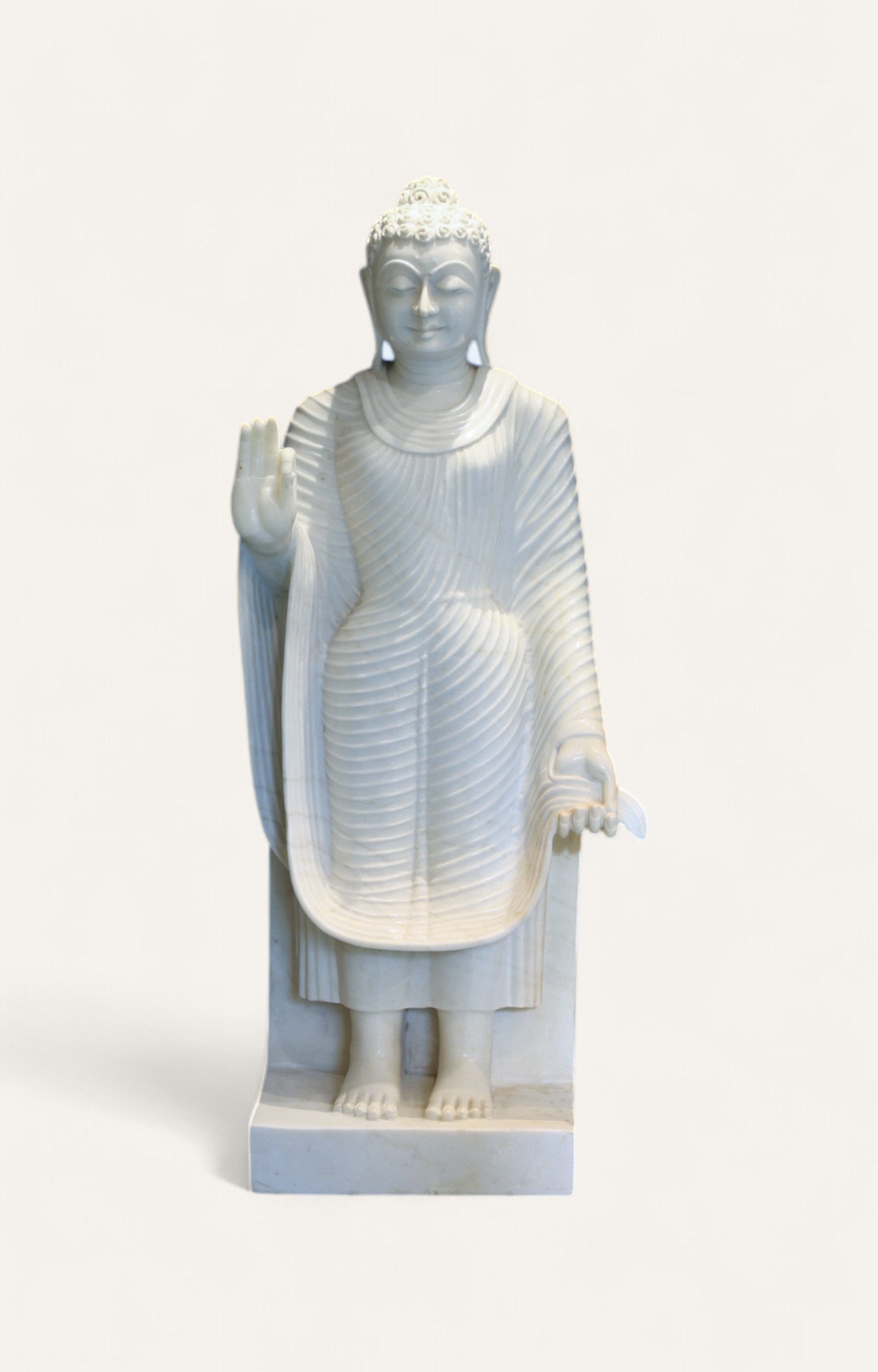 Elegant Marble Buddha Statue – Handcrafted White Idol