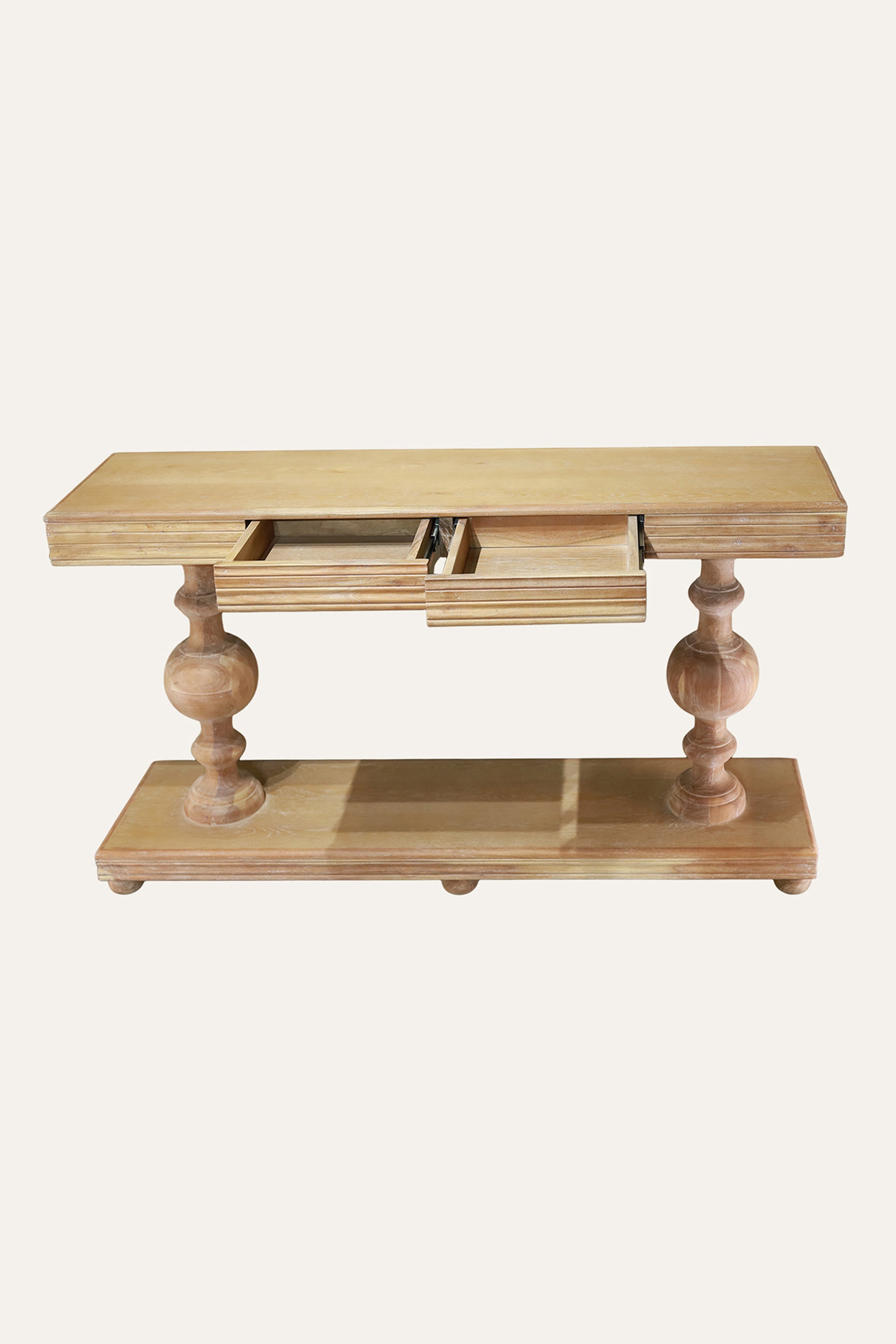 2-Tier Wood Console Table with Inbuilt Drawers and Lower Shelf