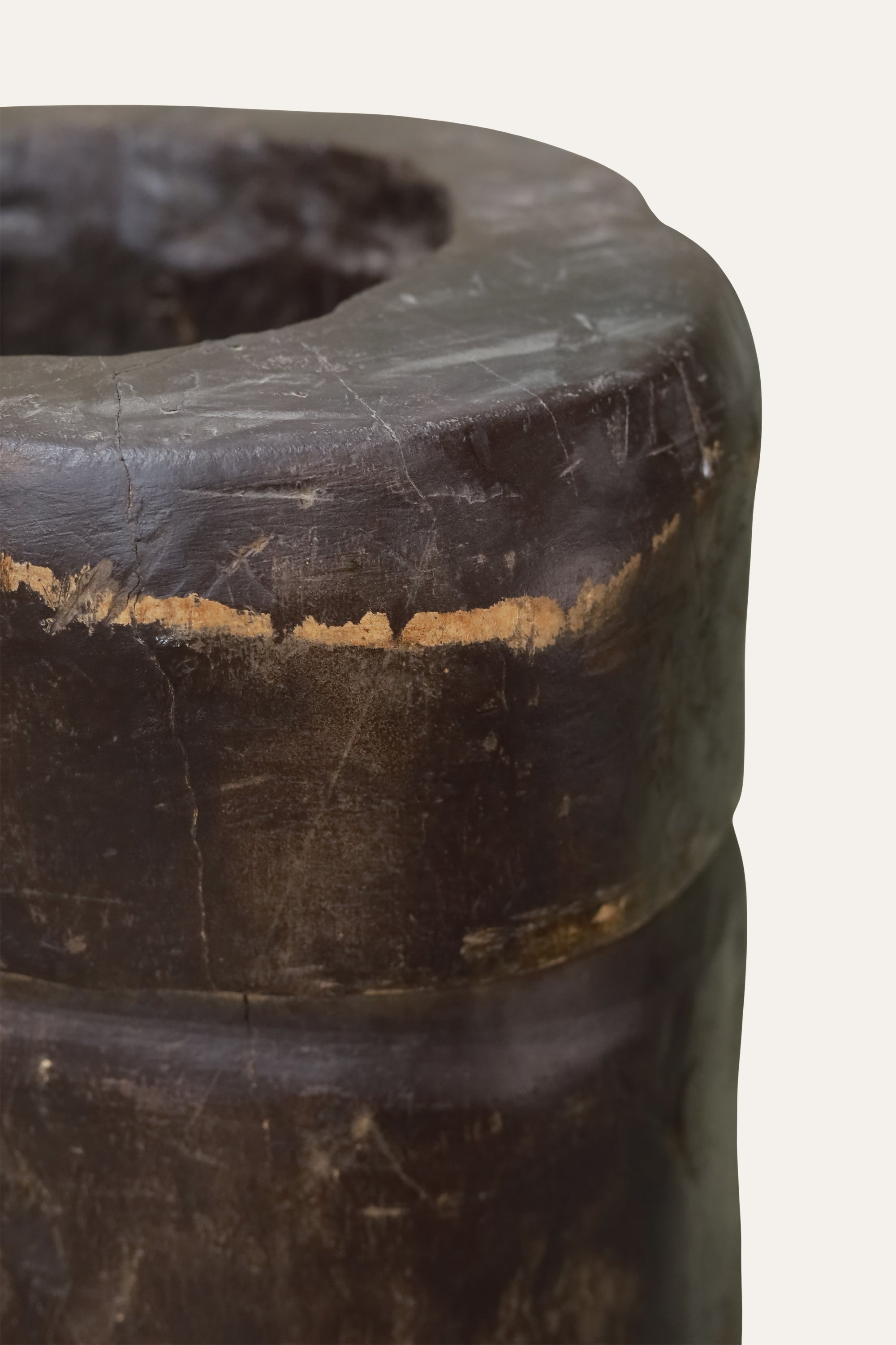 Tree-Stump Inspired Wooden Planter in Distress Finish