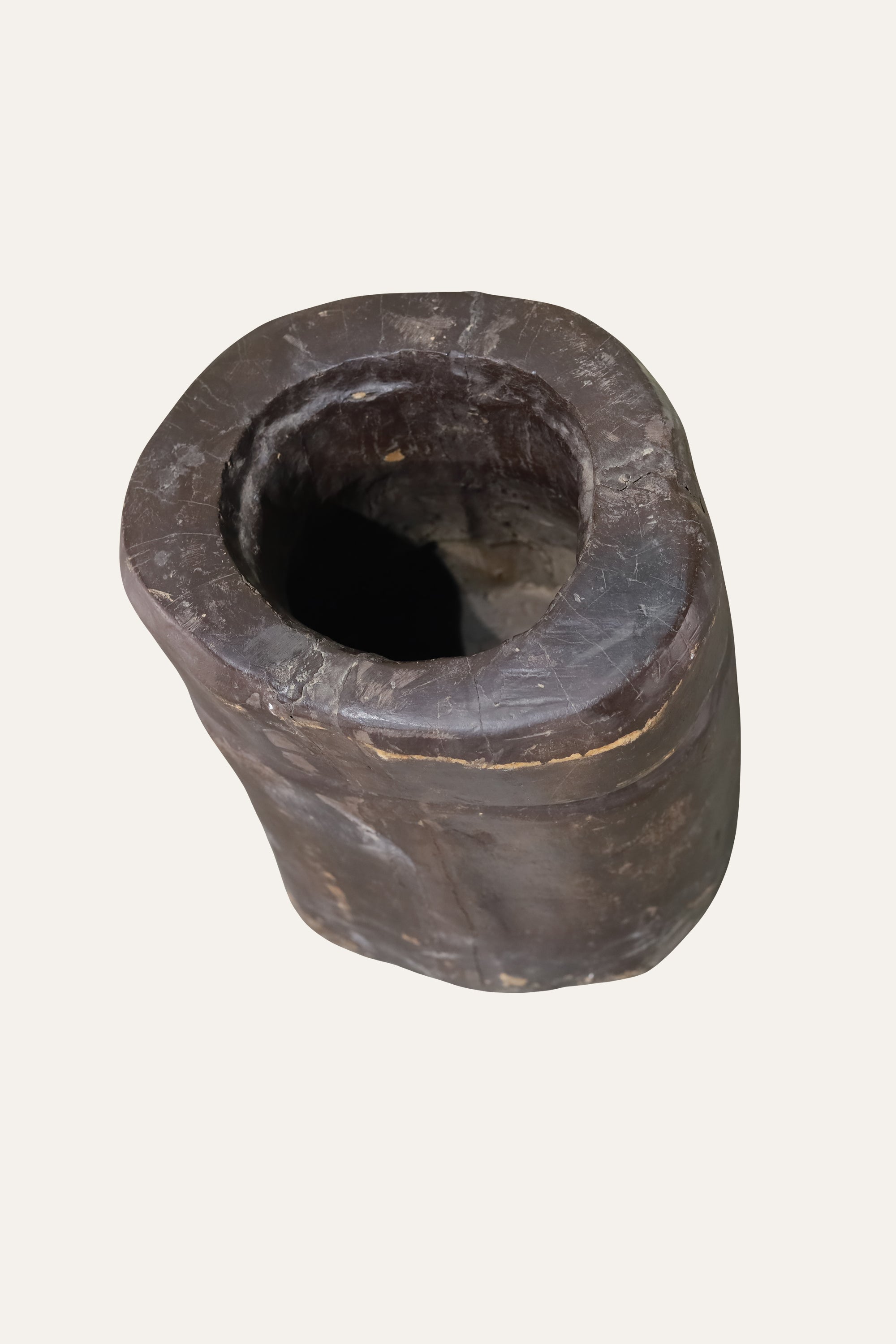 Tree-Stump Inspired Wooden Planter in Distress Finish