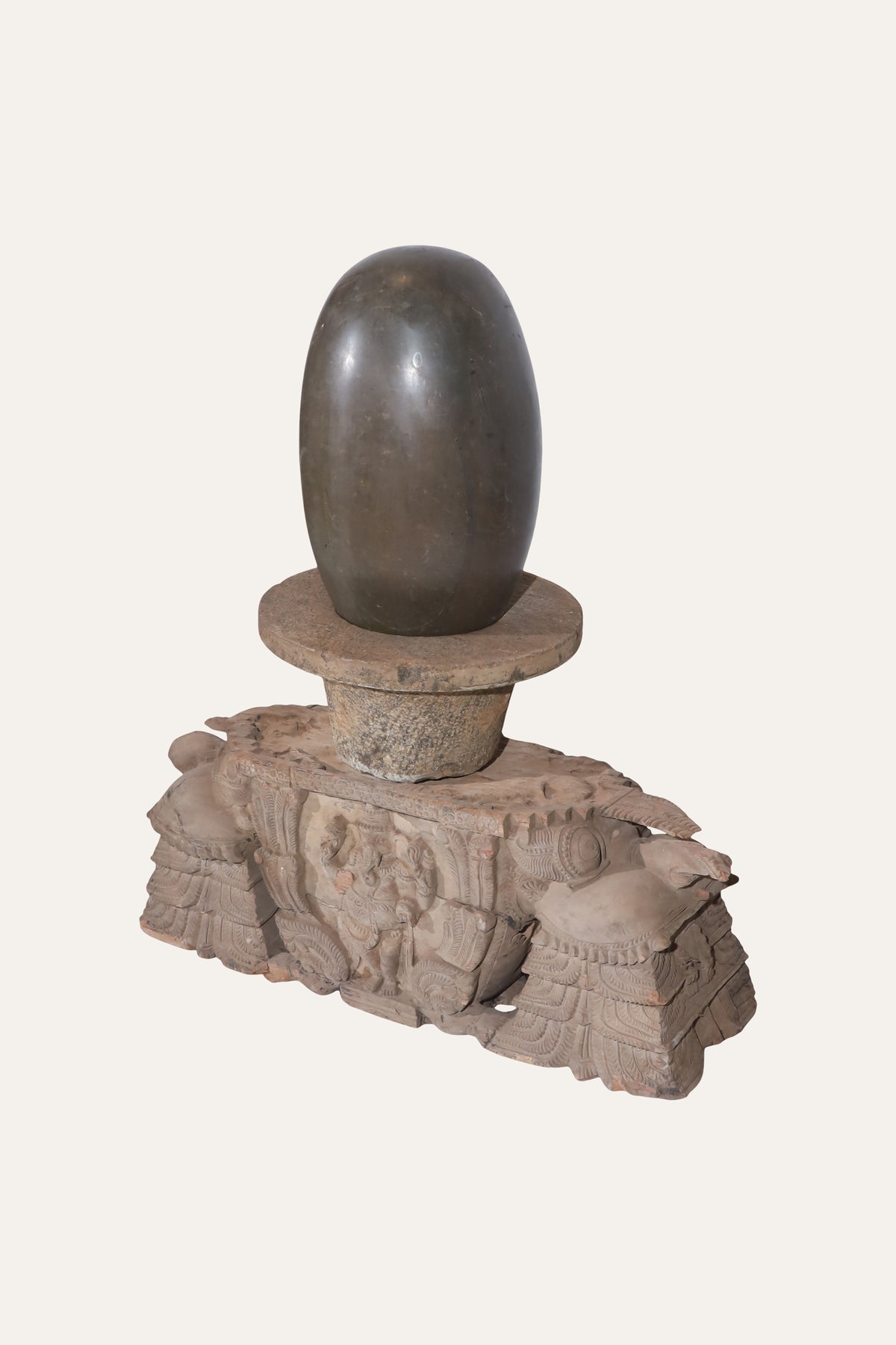 Shiva Lingam on Ornately Carved Panel