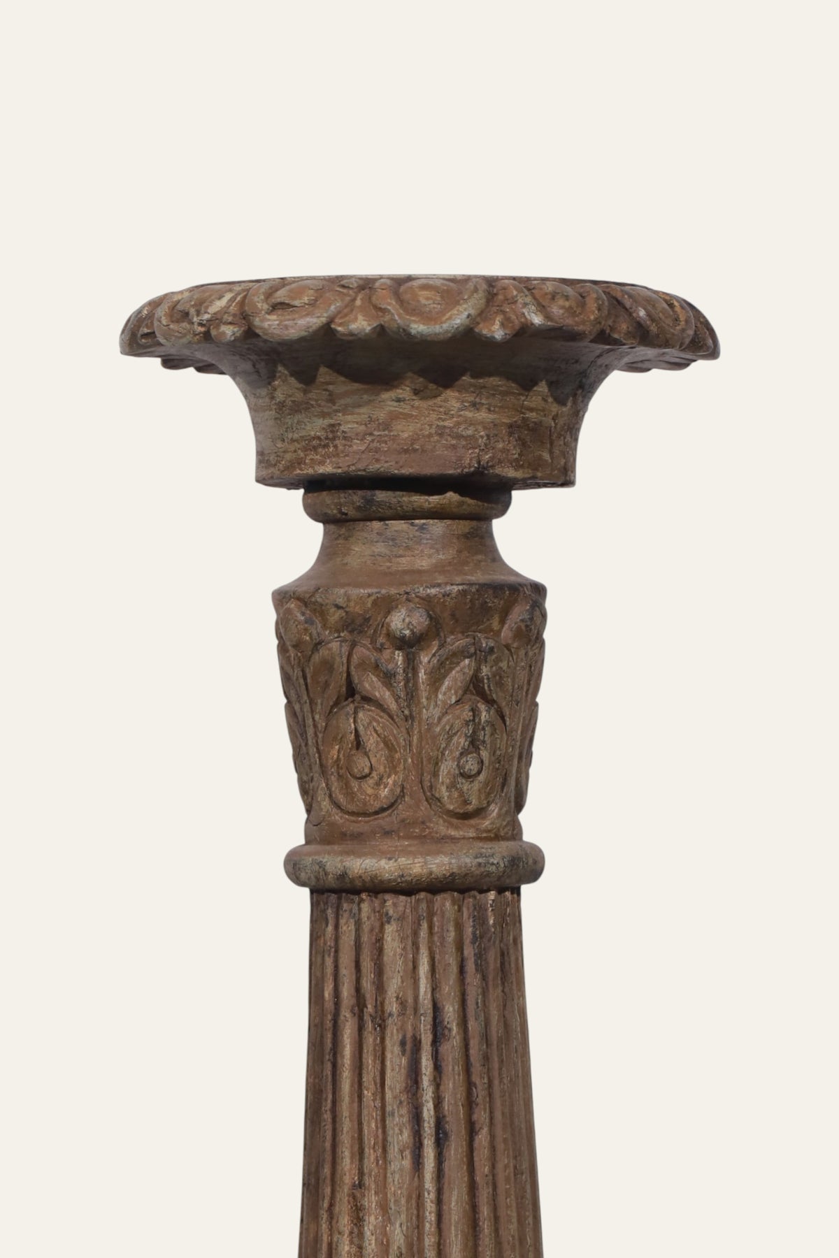 Tall Fluted Carved Candle Pedestal for Living Areas