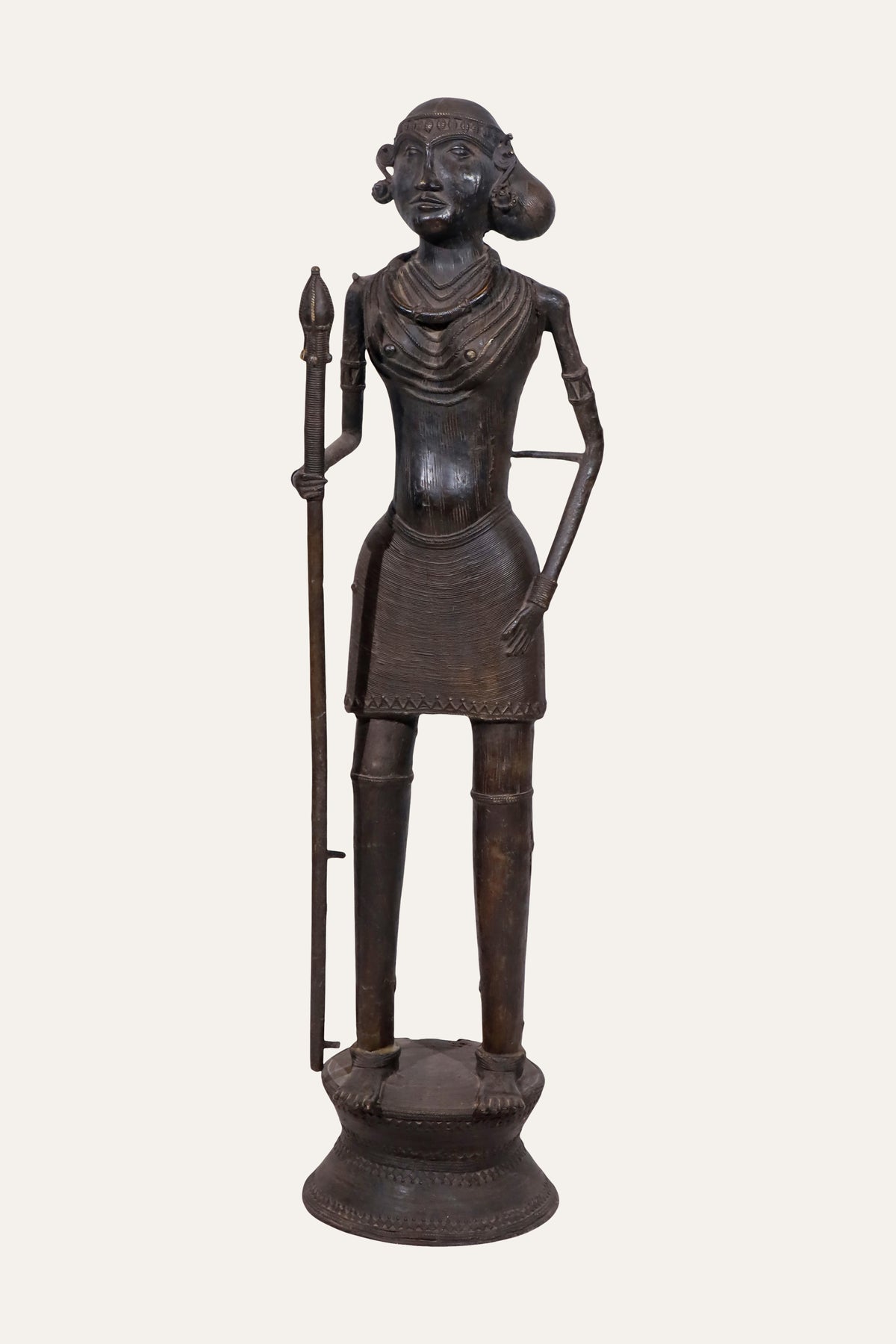 Tribal Male Dhokra Figurine with Spear