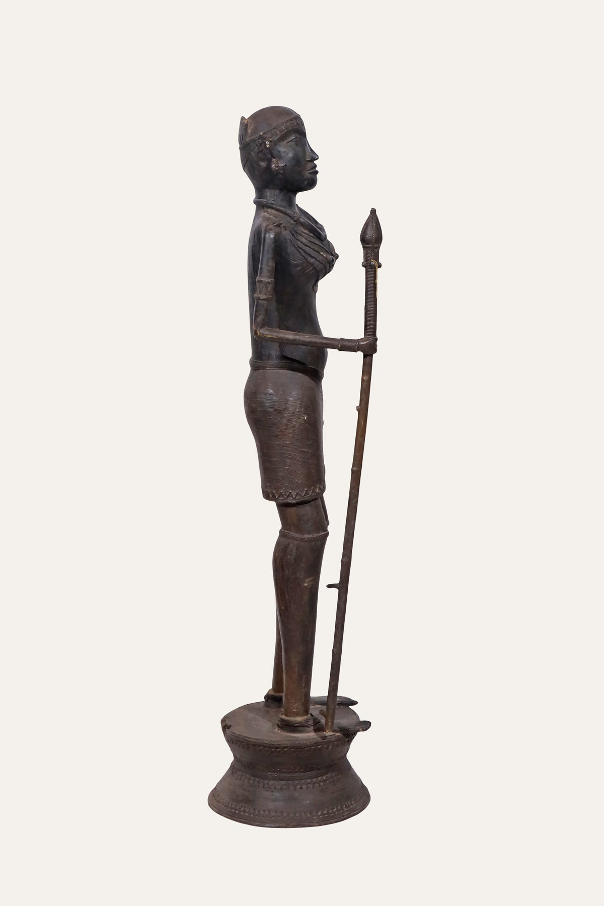 Tribal Male Dhokra Figurine with Spear