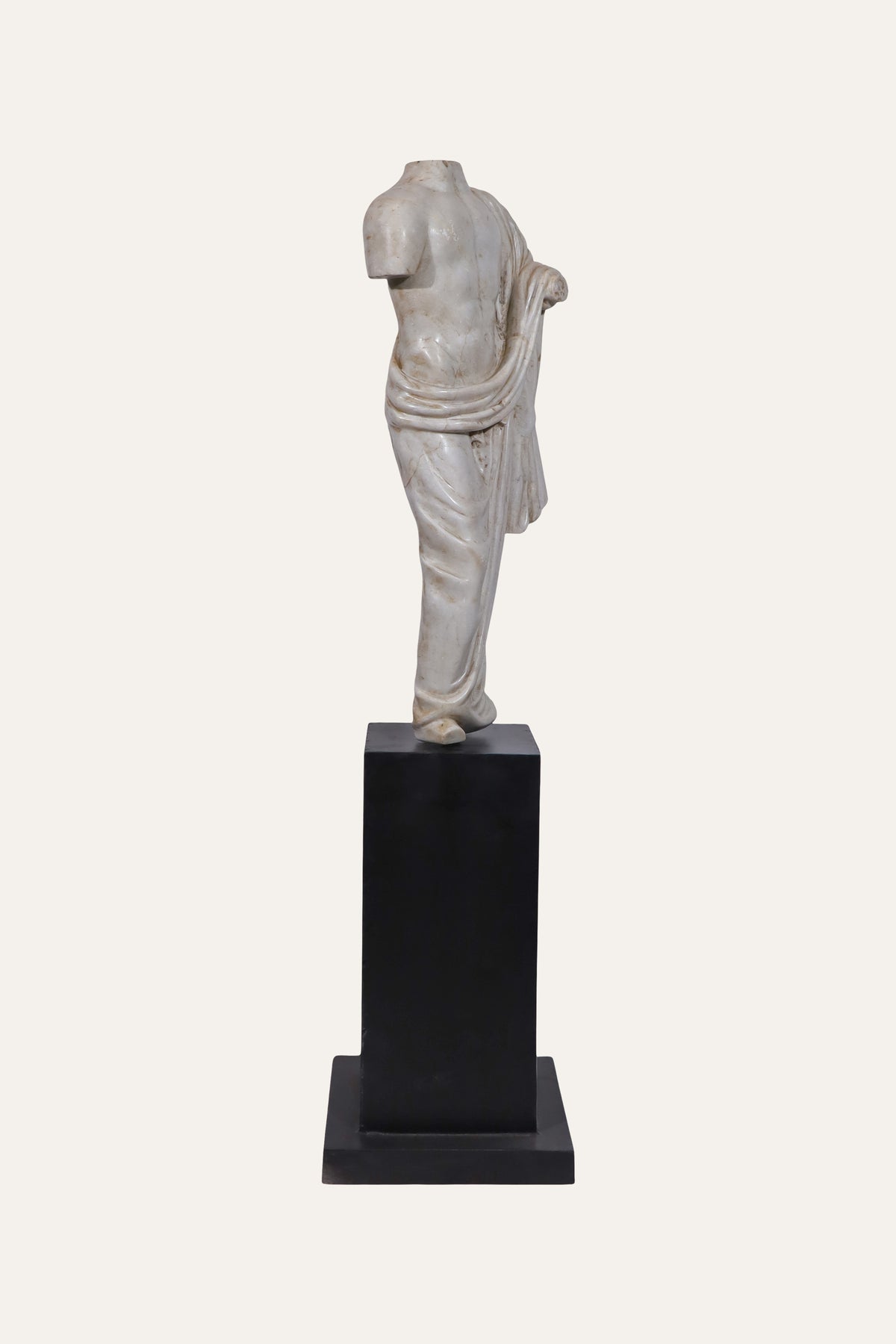 Roman Male Torso Sculpture on Black Plinth for Luxury Homes