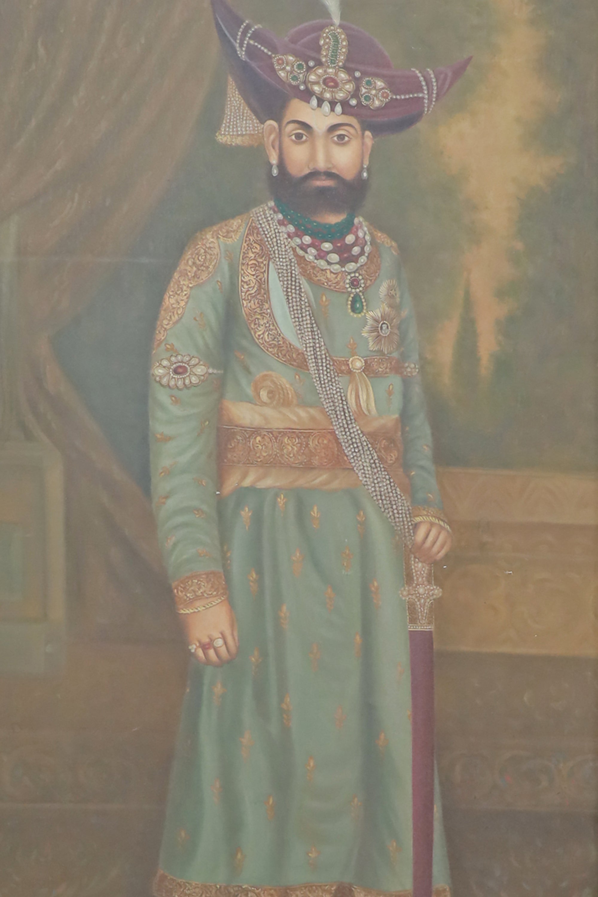 Indian Bearded Maharaja Painting for Gallery & Living Room Styling