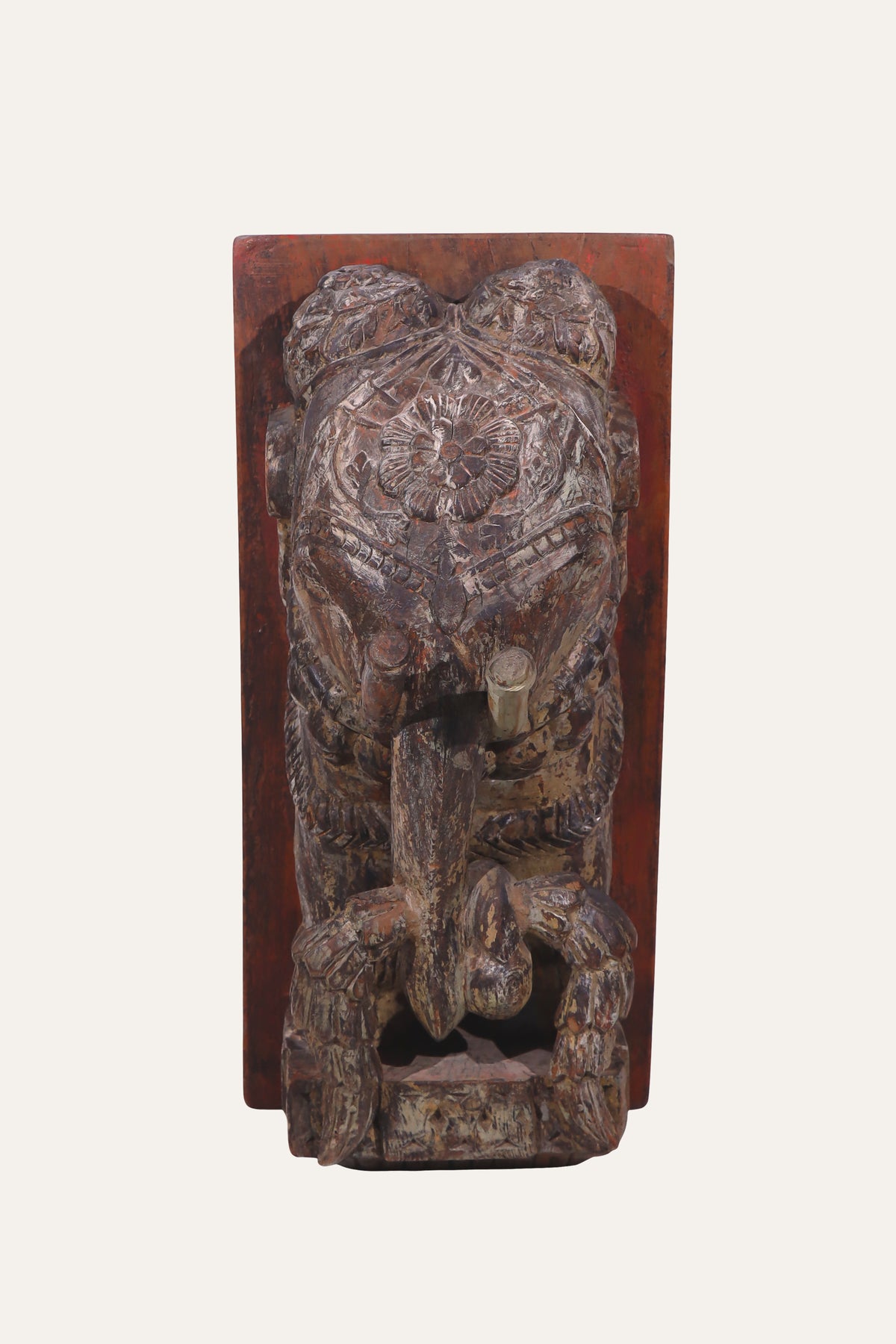 Carved Ceremonial Elephant Relief Decor