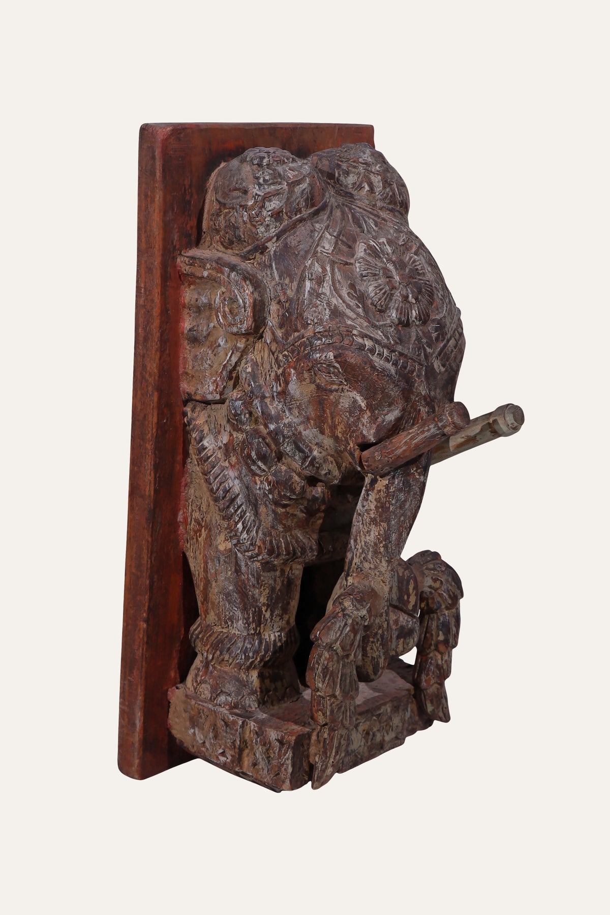 Carved Ceremonial Elephant Relief Decor