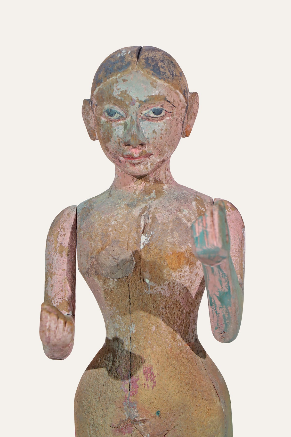 Standing Puppet Indian Folk Sculpture on Metal Stand