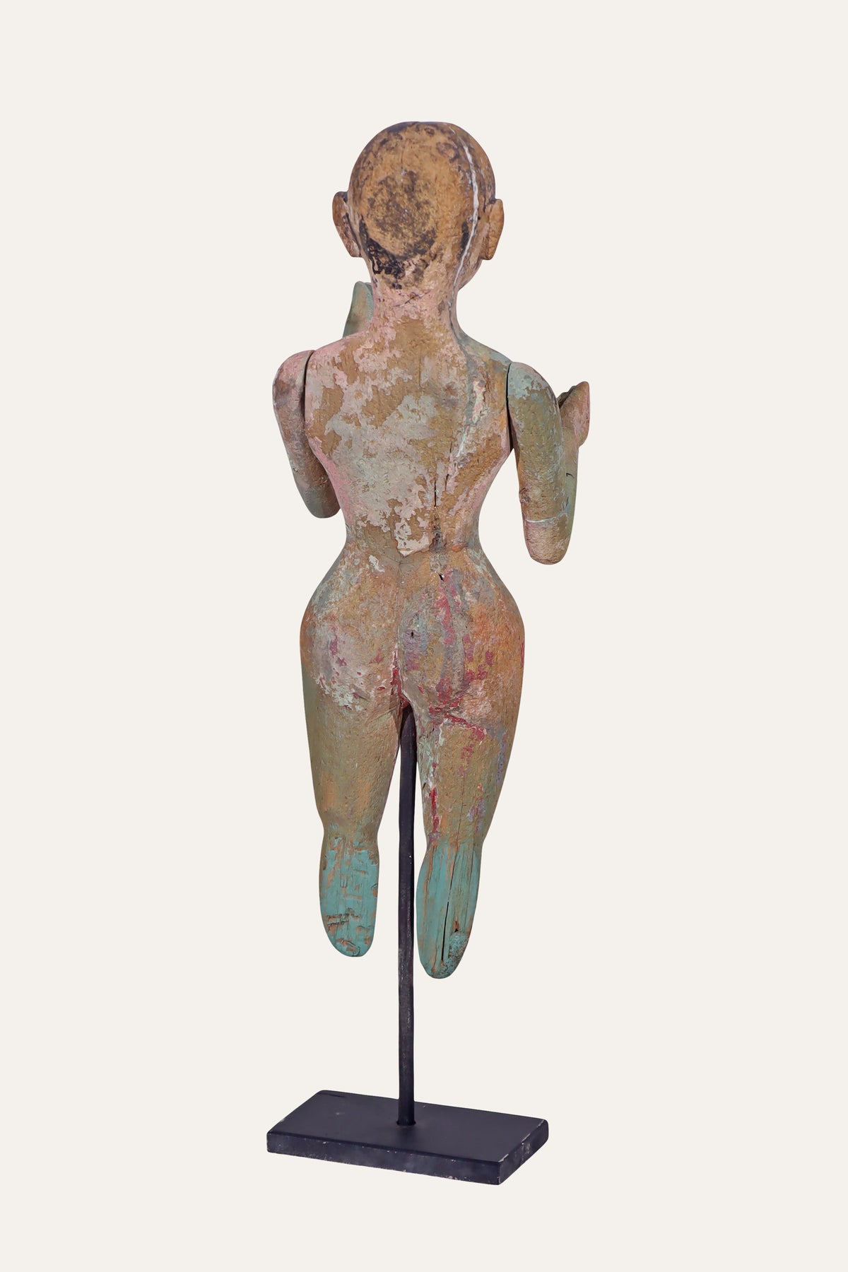 Standing Puppet Indian Folk Sculpture on Metal Stand