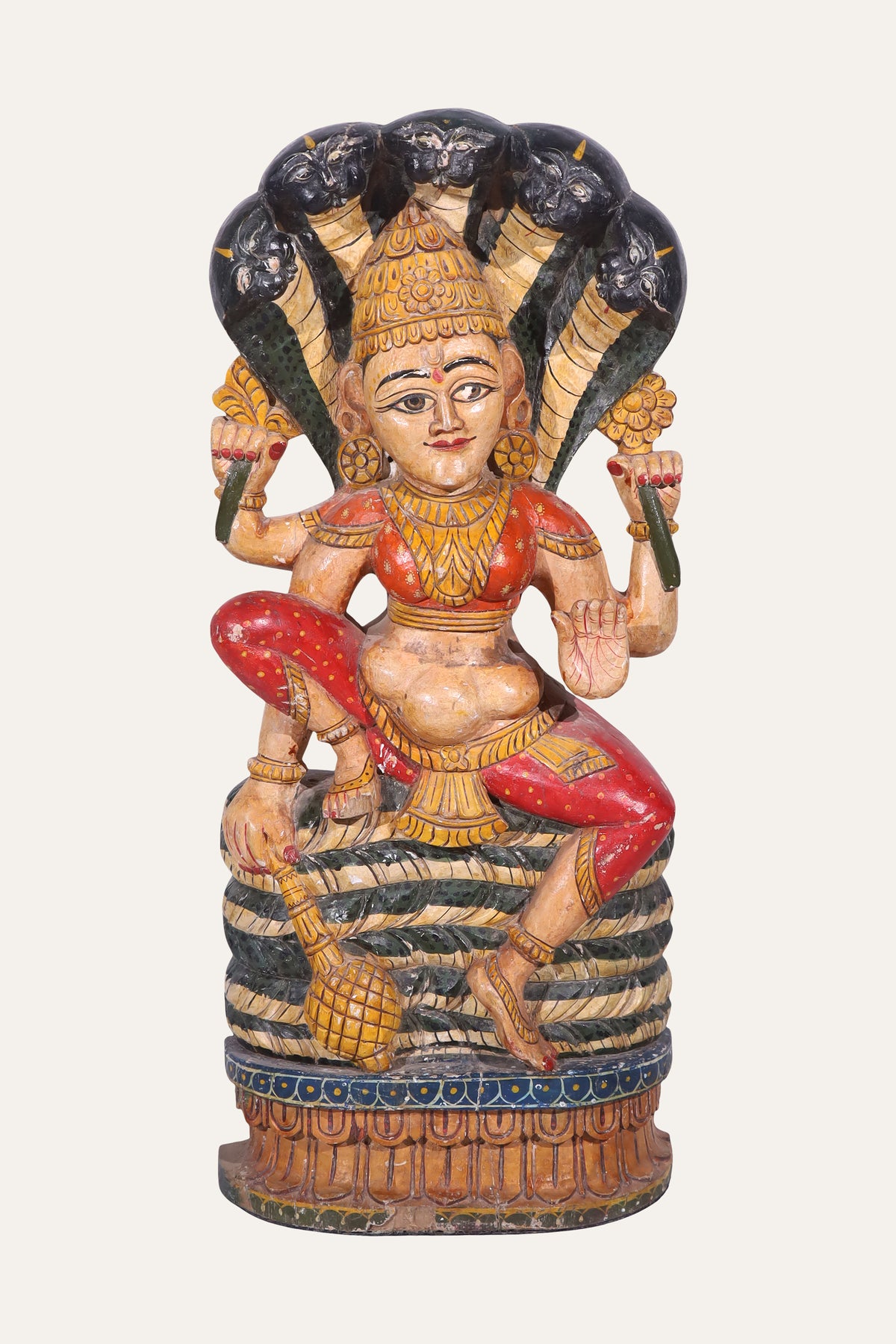 Seated Goddess with Serpent Canopy for Pooja Rooms