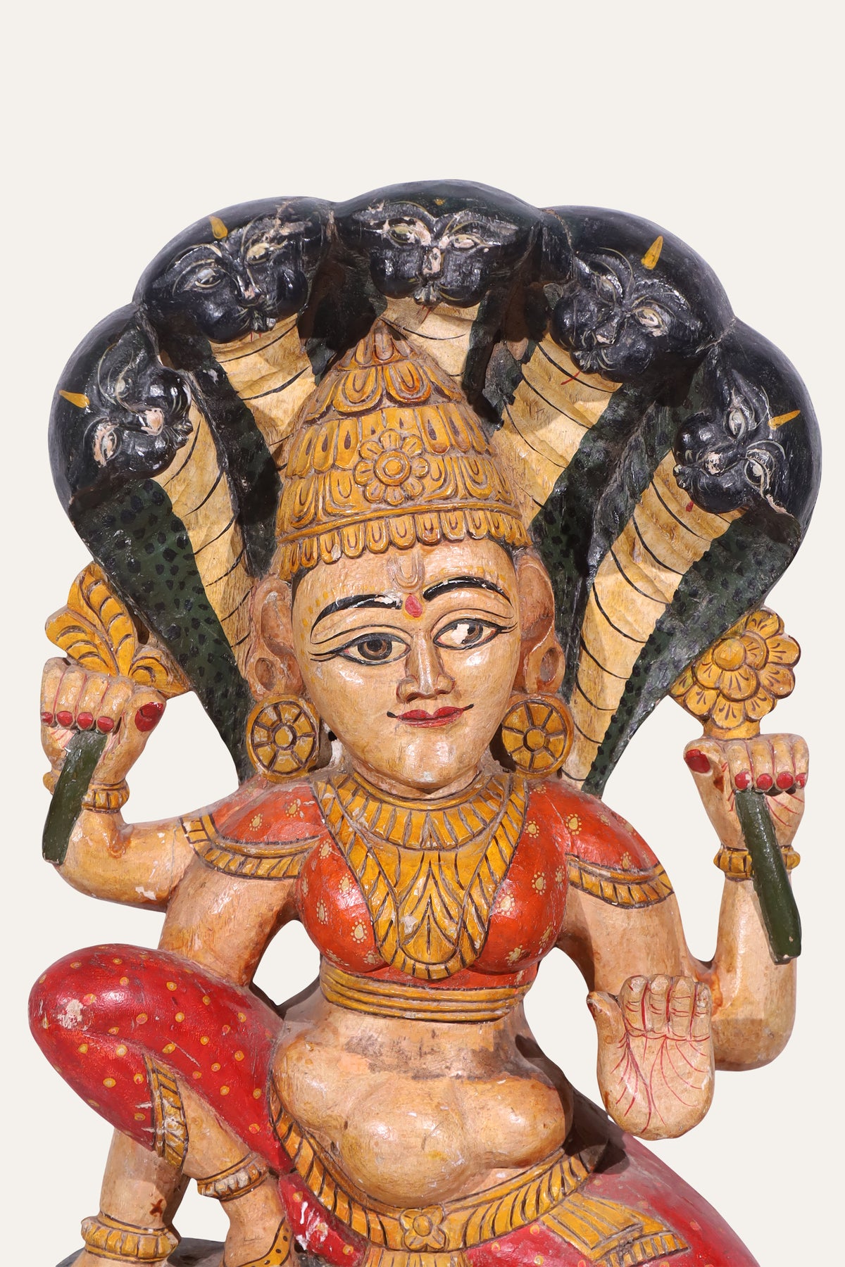 Seated Goddess with Serpent Canopy for Pooja Rooms