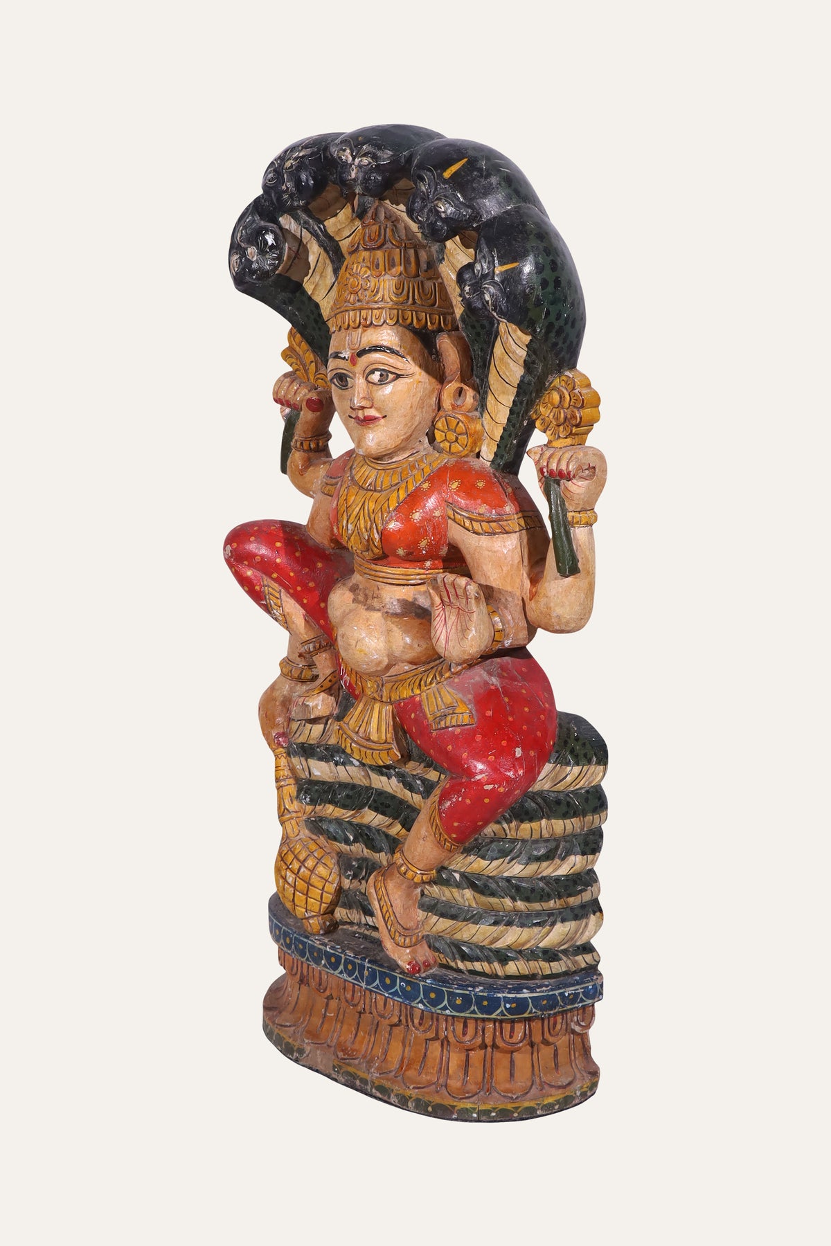 Seated Goddess with Serpent Canopy for Pooja Rooms