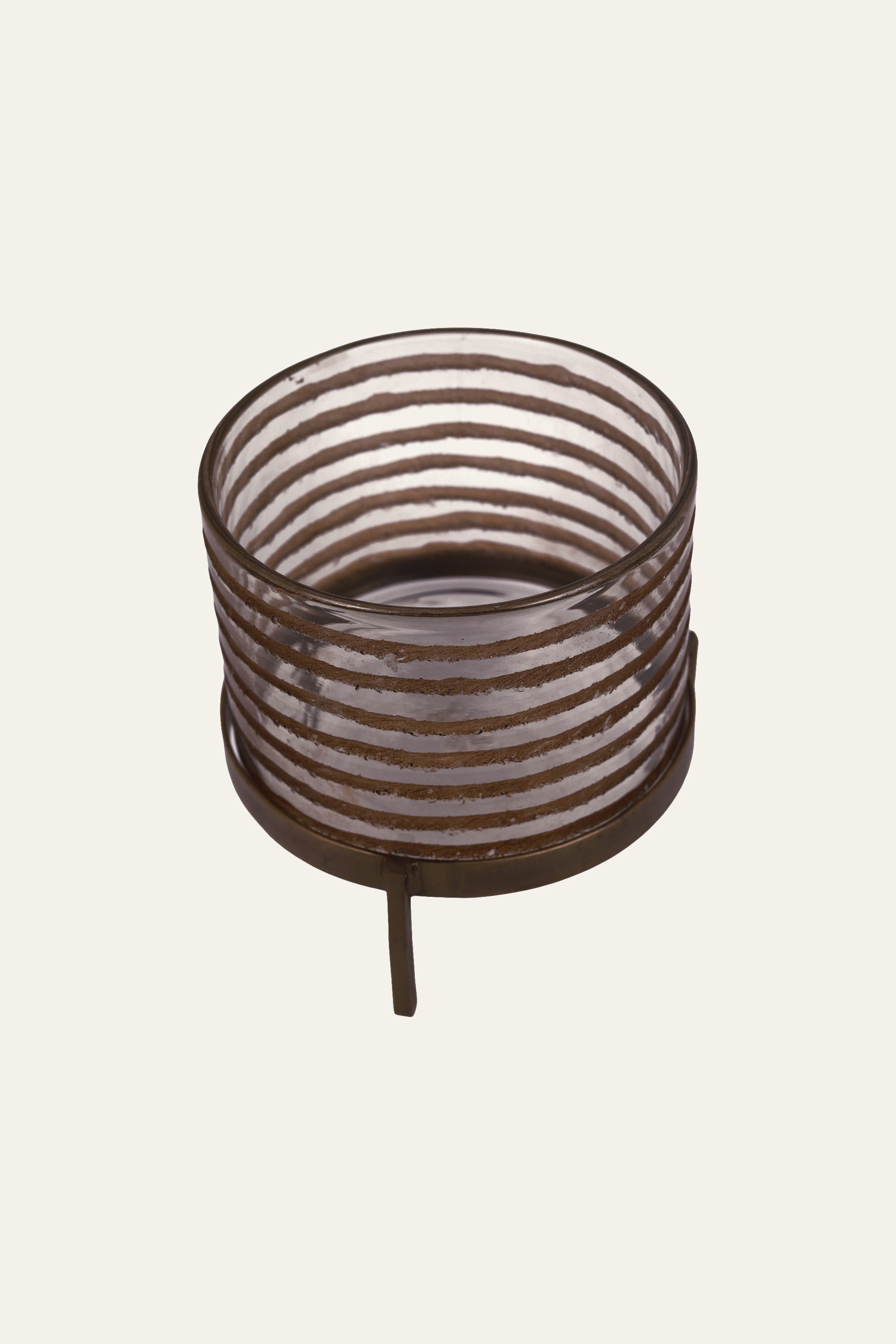 Modern Striped Glass Hurricane Candle Holder