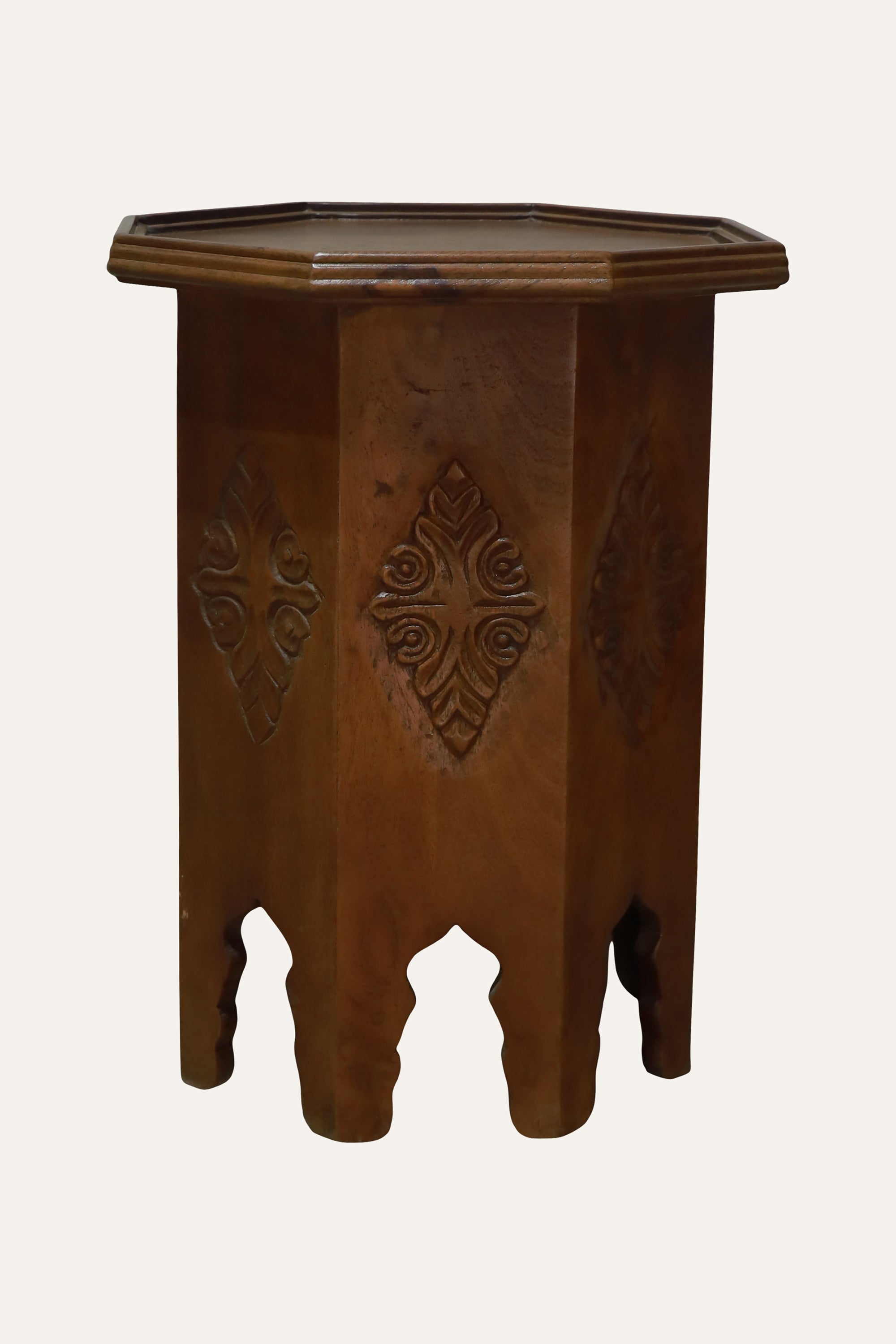 Moorish Carved Octagonal Wooden Side Table