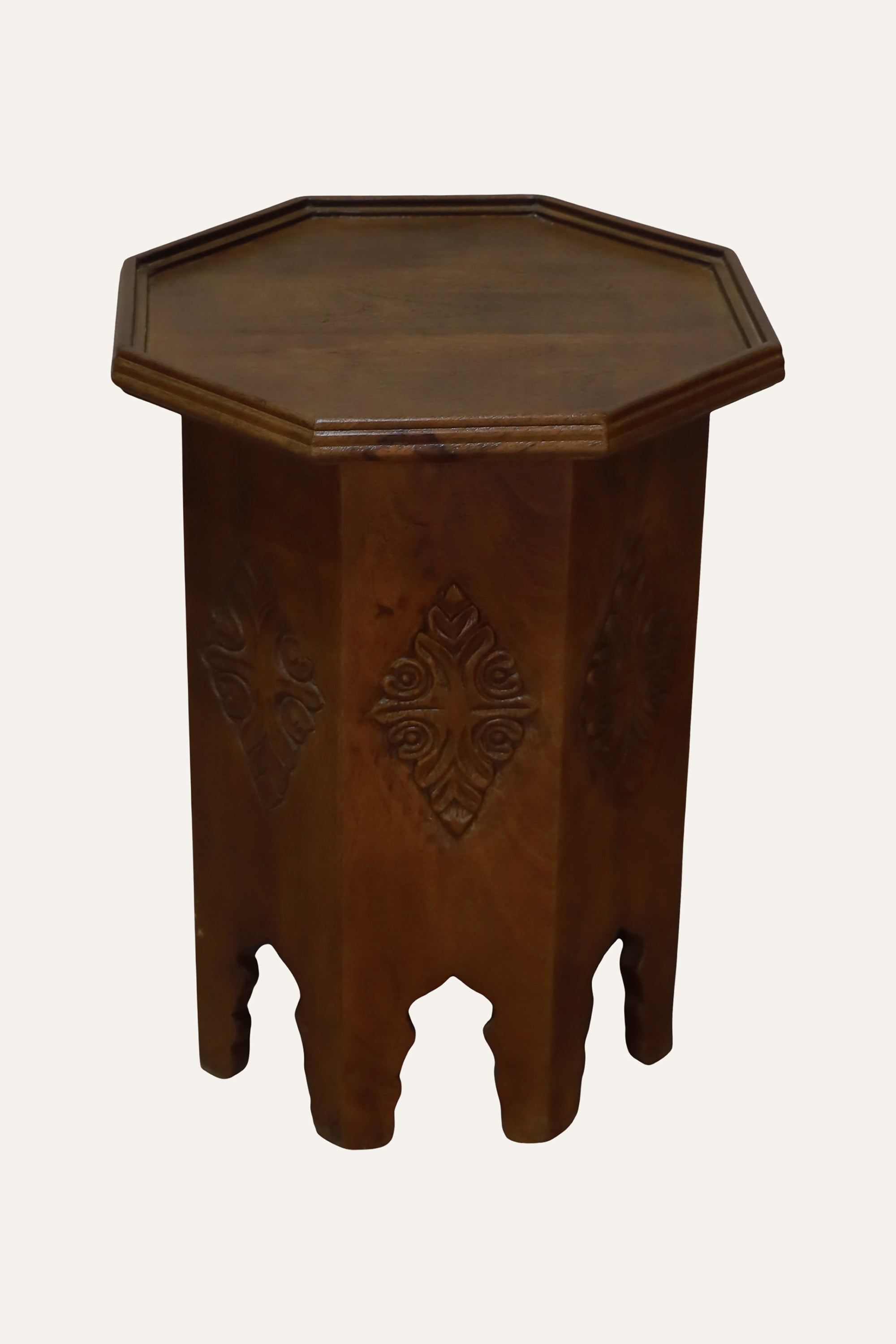 Moorish Carved Octagonal Wooden Side Table