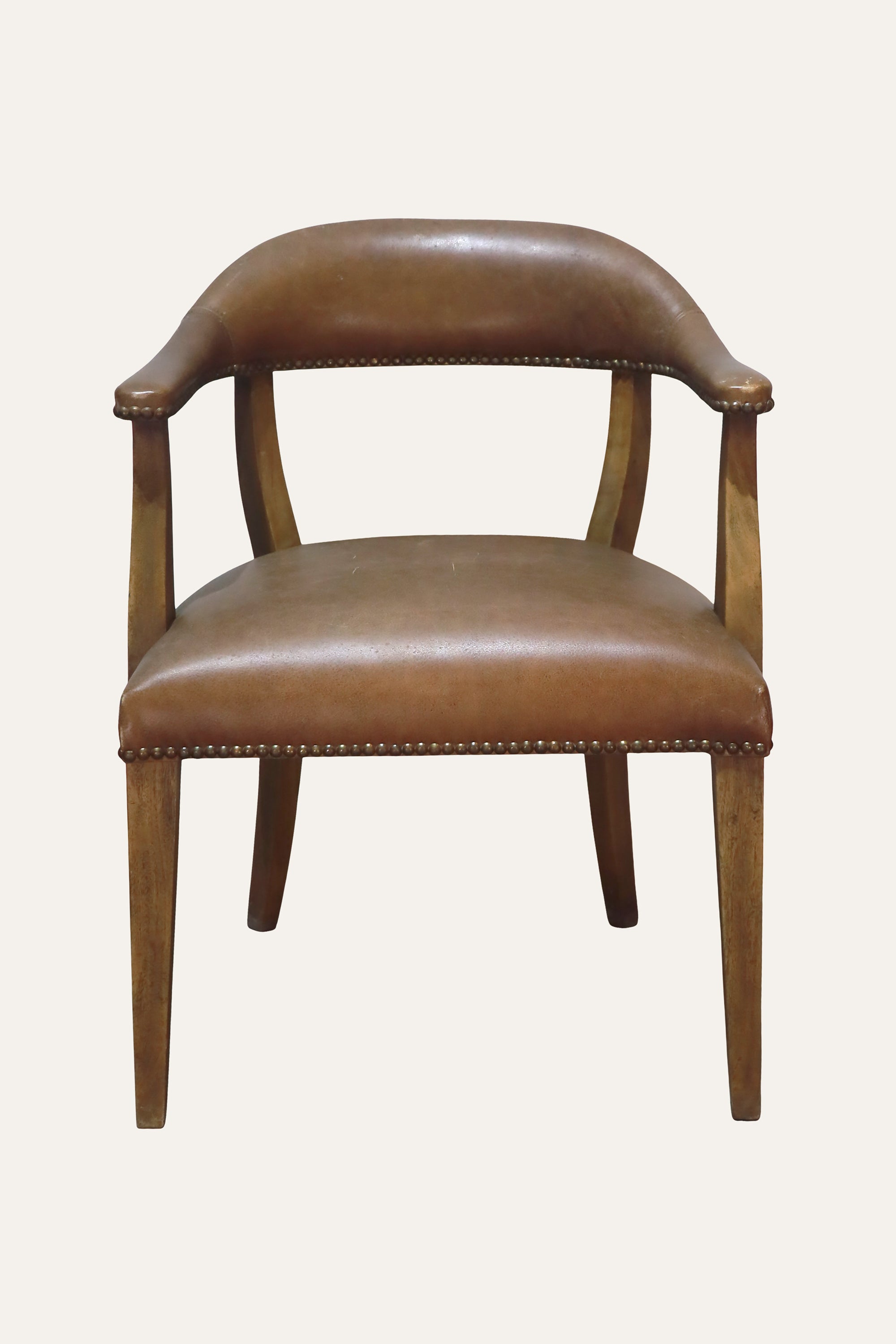 Barrel Back Upholstered Armchair with Wood Frame