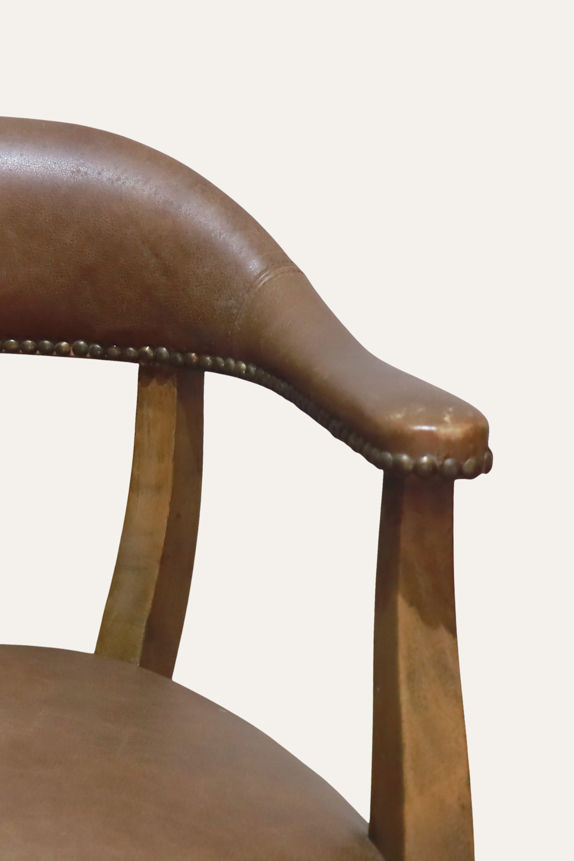 Barrel Back Upholstered Armchair with Wood Frame