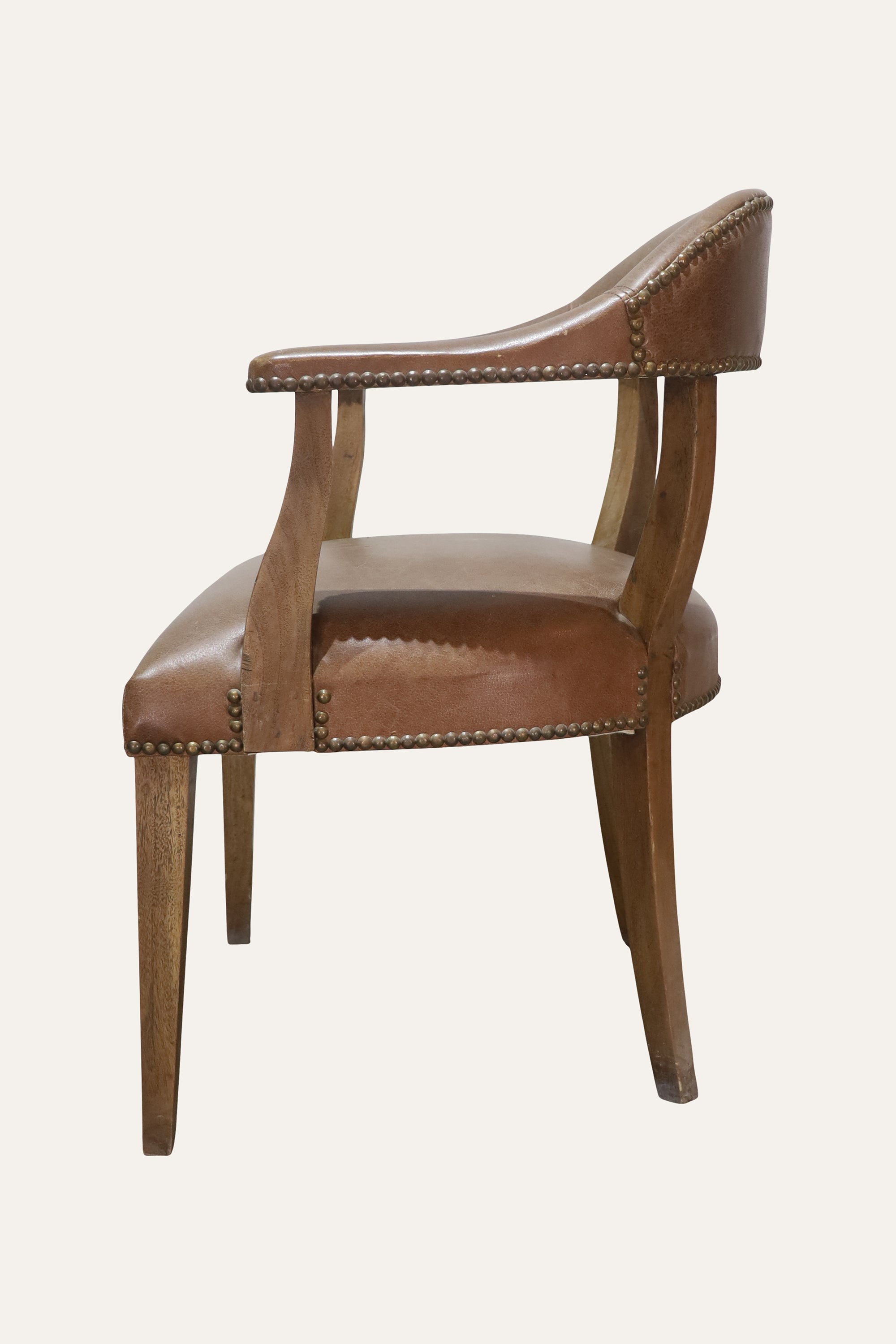 Barrel Back Upholstered Armchair with Wood Frame