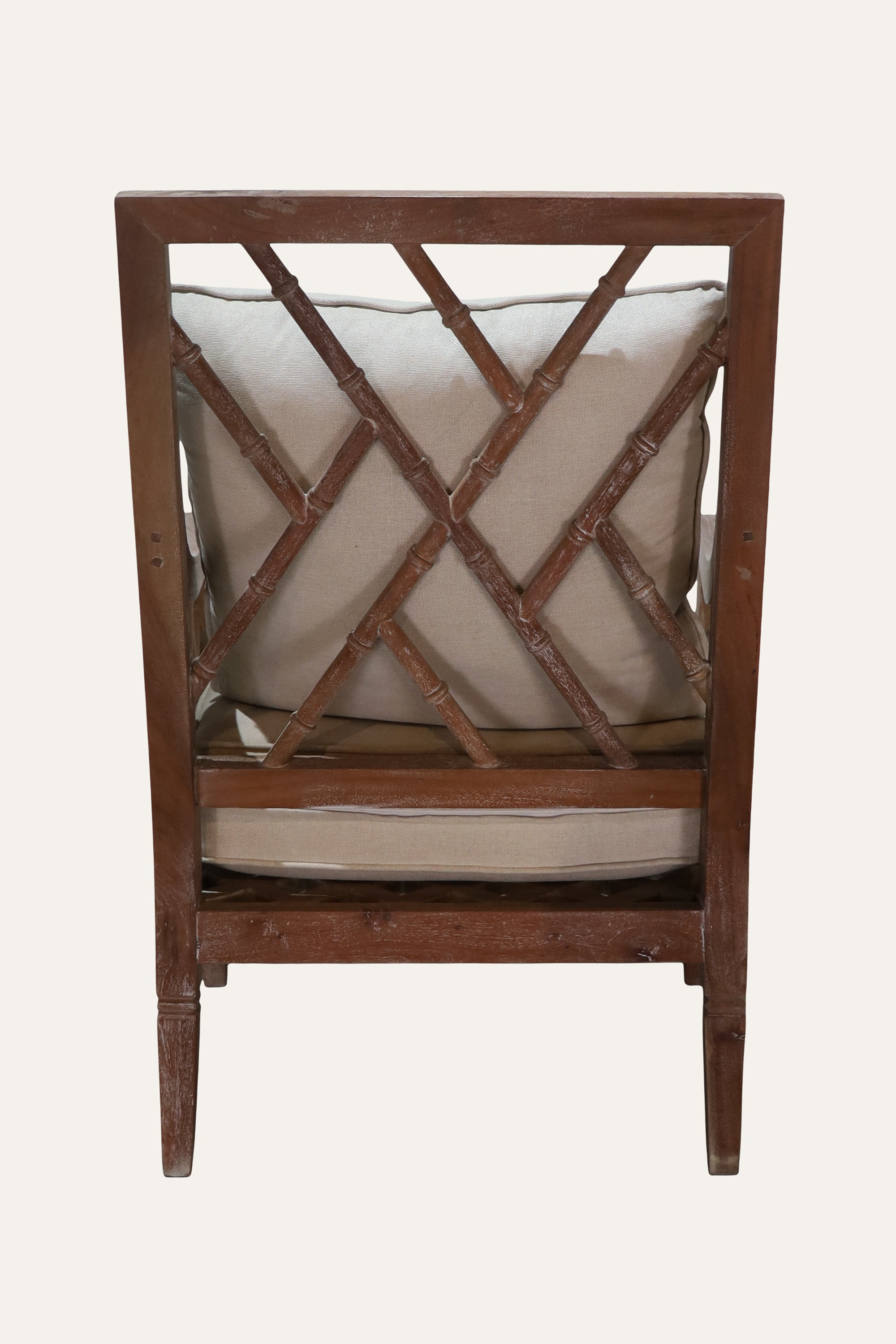 Lattice Black Bamboo Style Upholstered Armchair