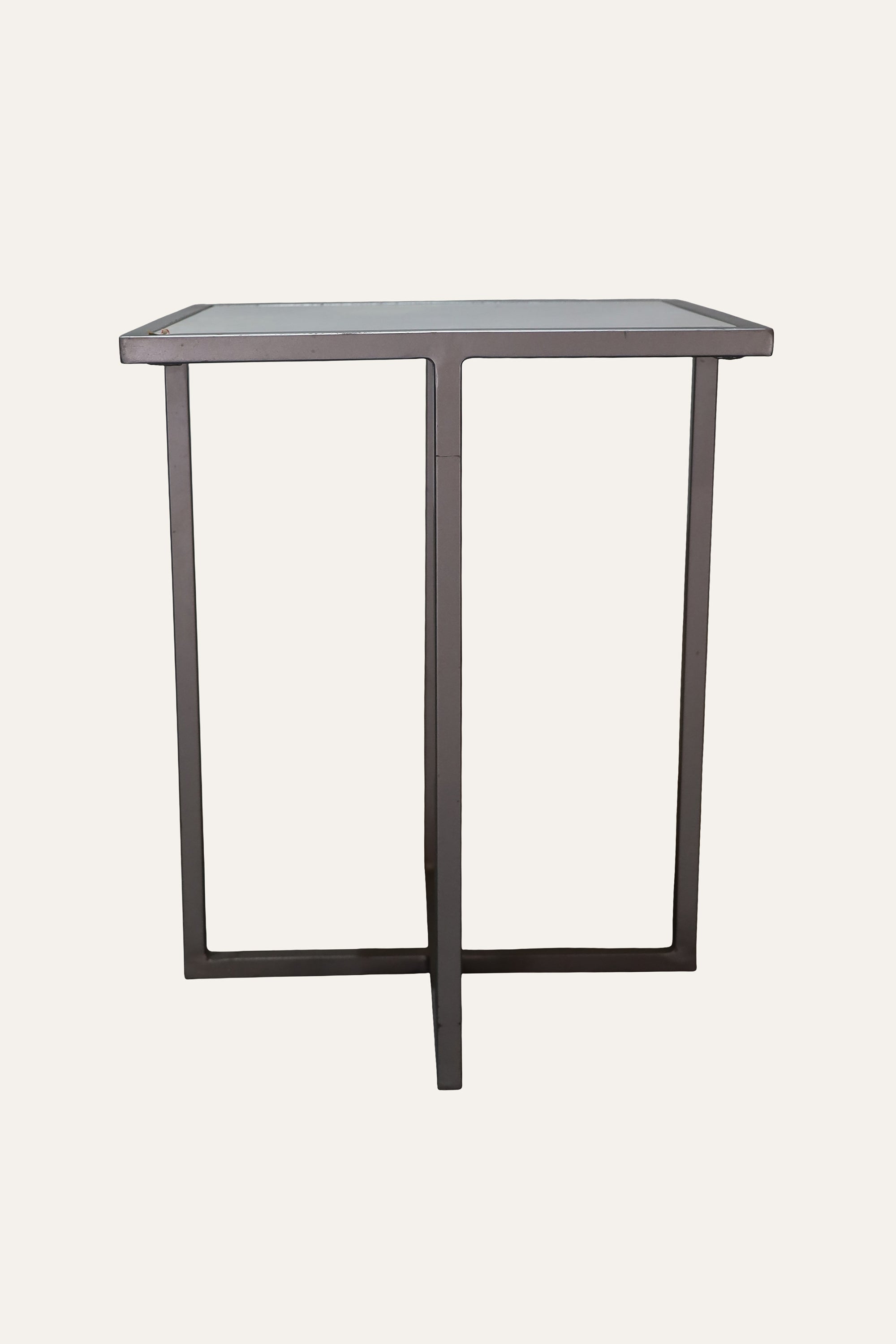 Minimal White Marble Side Table with Metal Base