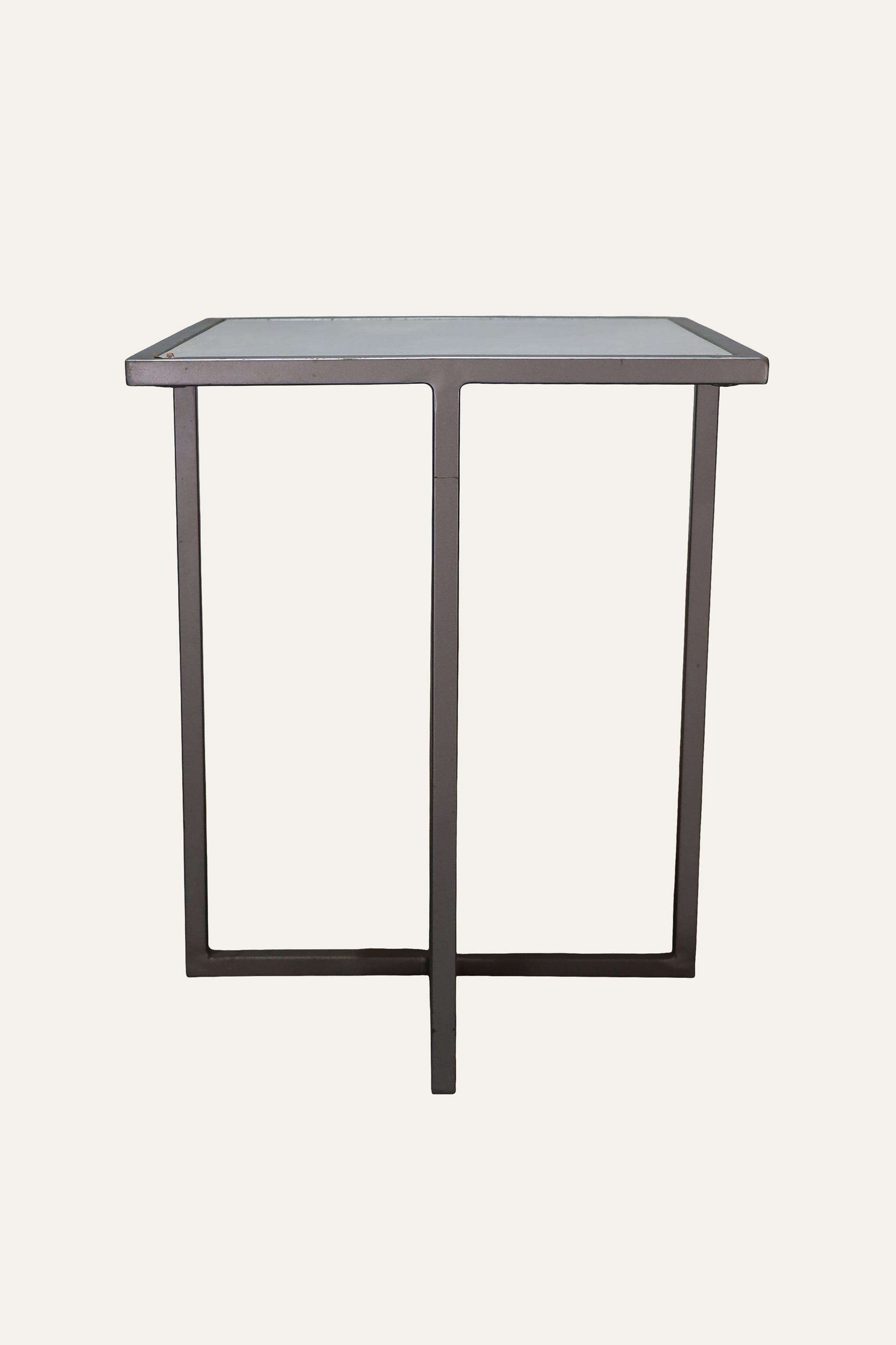 Minimal White Marble Side Table with Metal Base