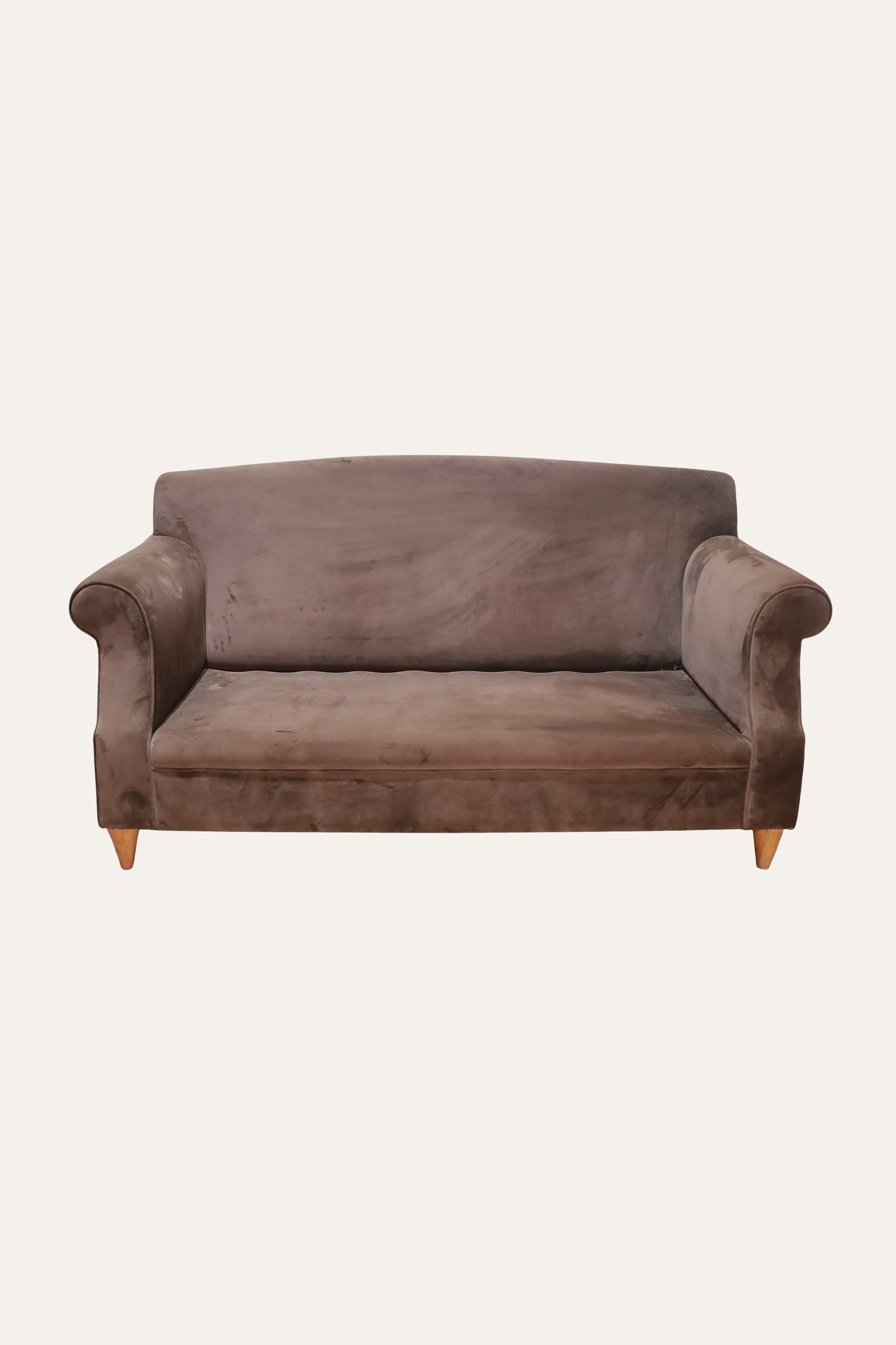 Velvet Rolled Arm Sofa for Living Areas