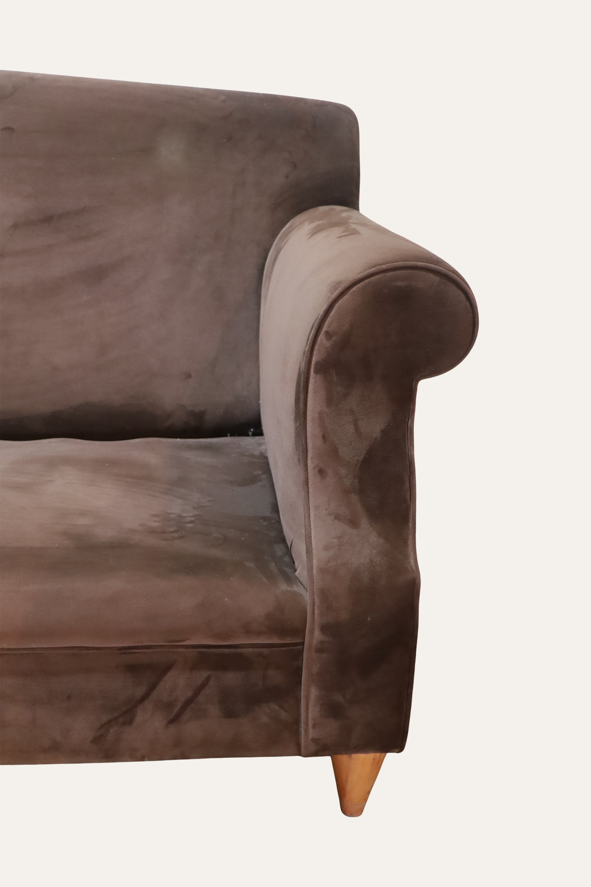 Velvet Rolled Arm Sofa for Living Areas