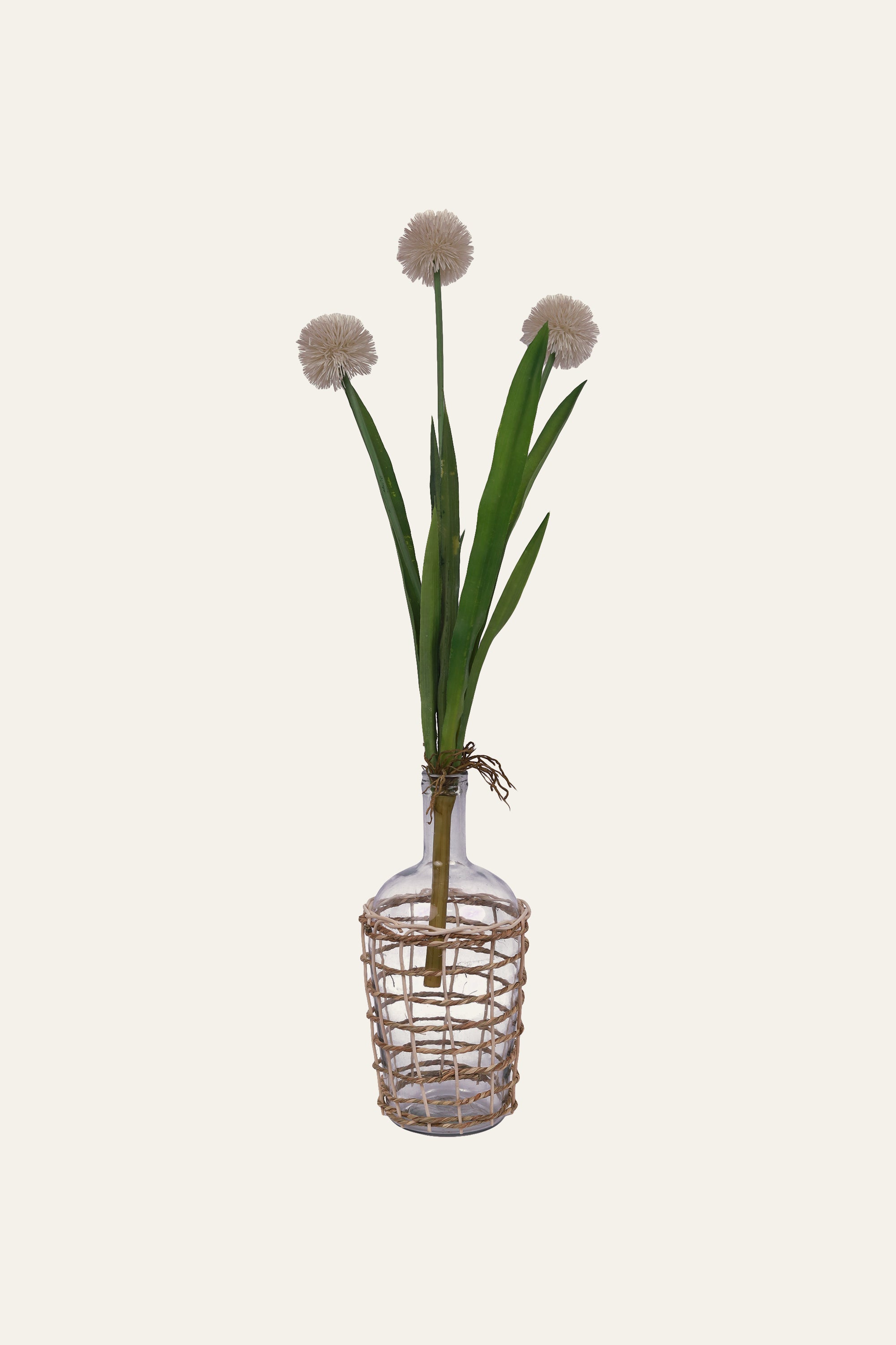 Handwoven Open Weave Clear Glass Bottle Vase - Petite