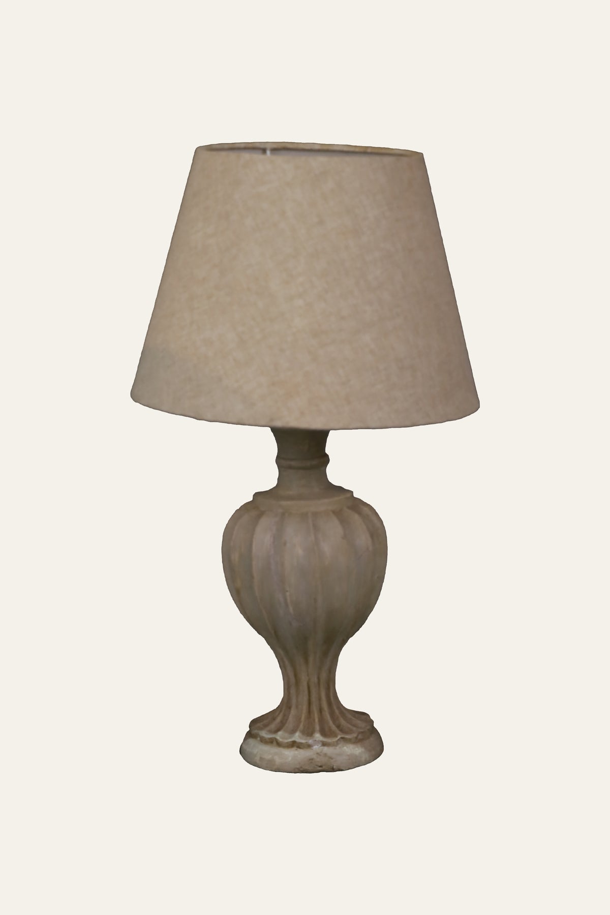 Gray Ribbed Urn Table Lamp for Bedside Styling