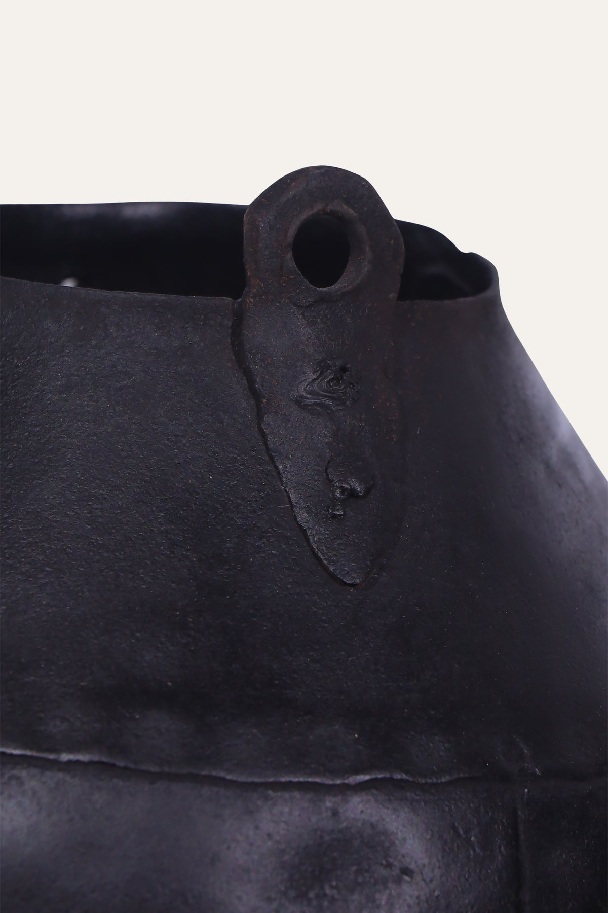 Black Round Metal Storage Pot with Side Loop