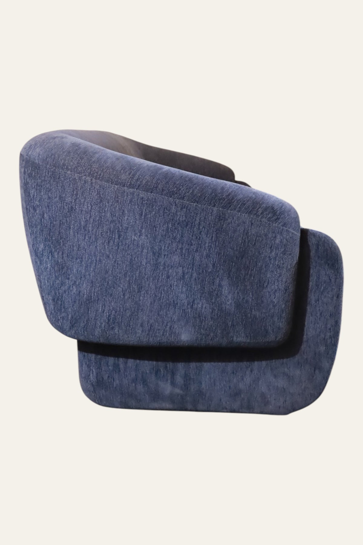 Midnight Blue Curved Two-Seater Sofa with Rounded Arms