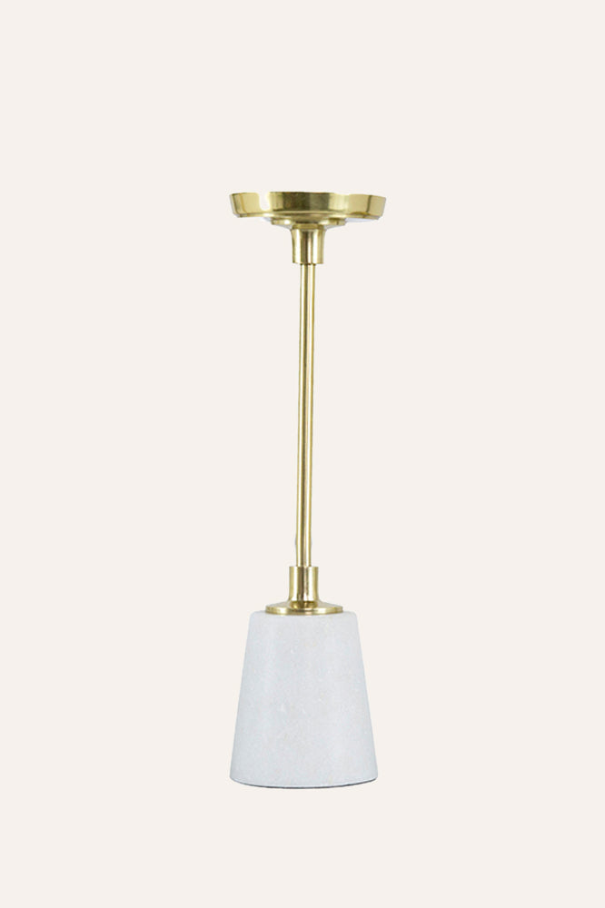 Elongated Metal Candle Holder with a Marble Base - Large