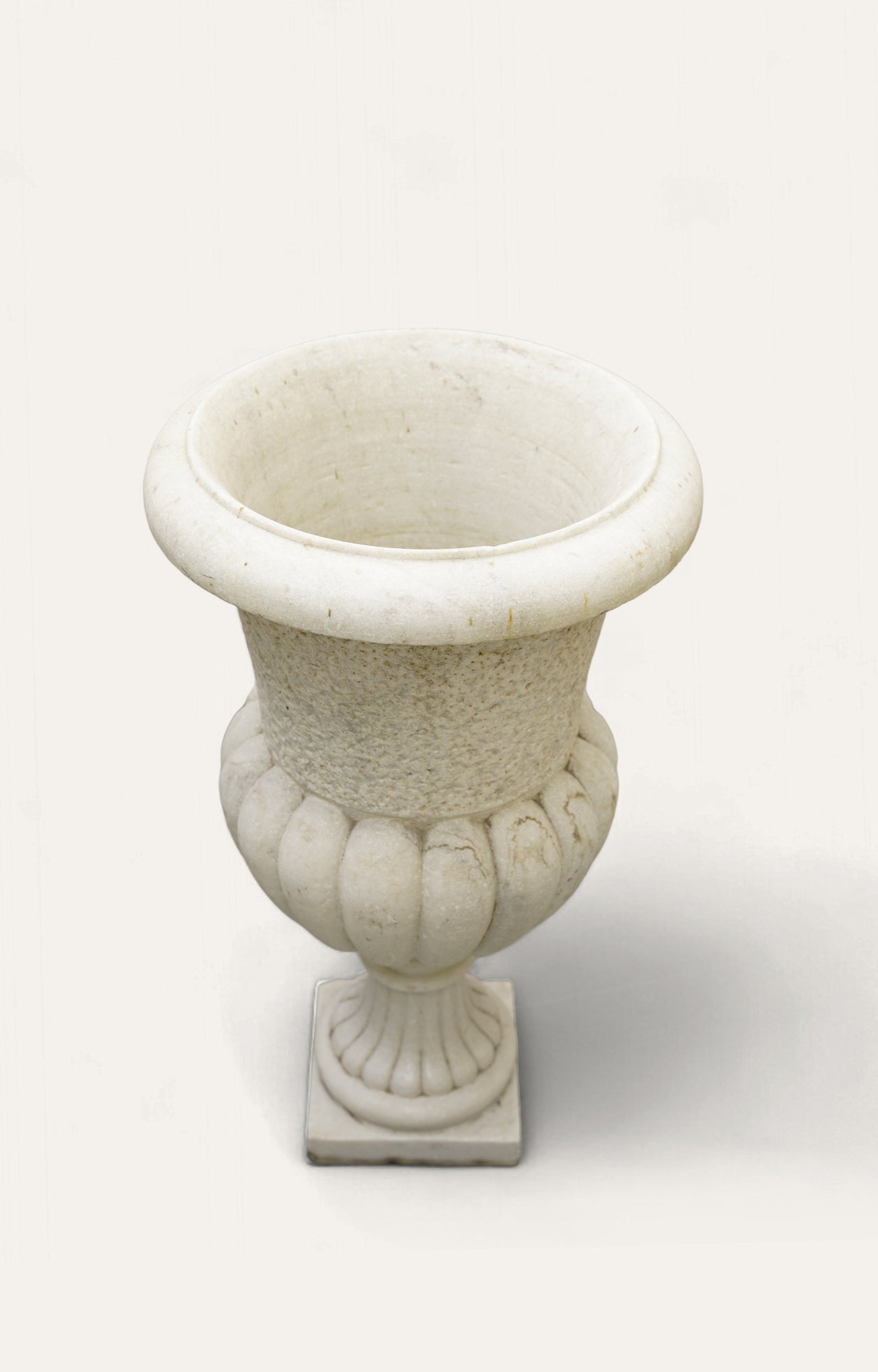 Large 19th century carved white marble garden urn_3