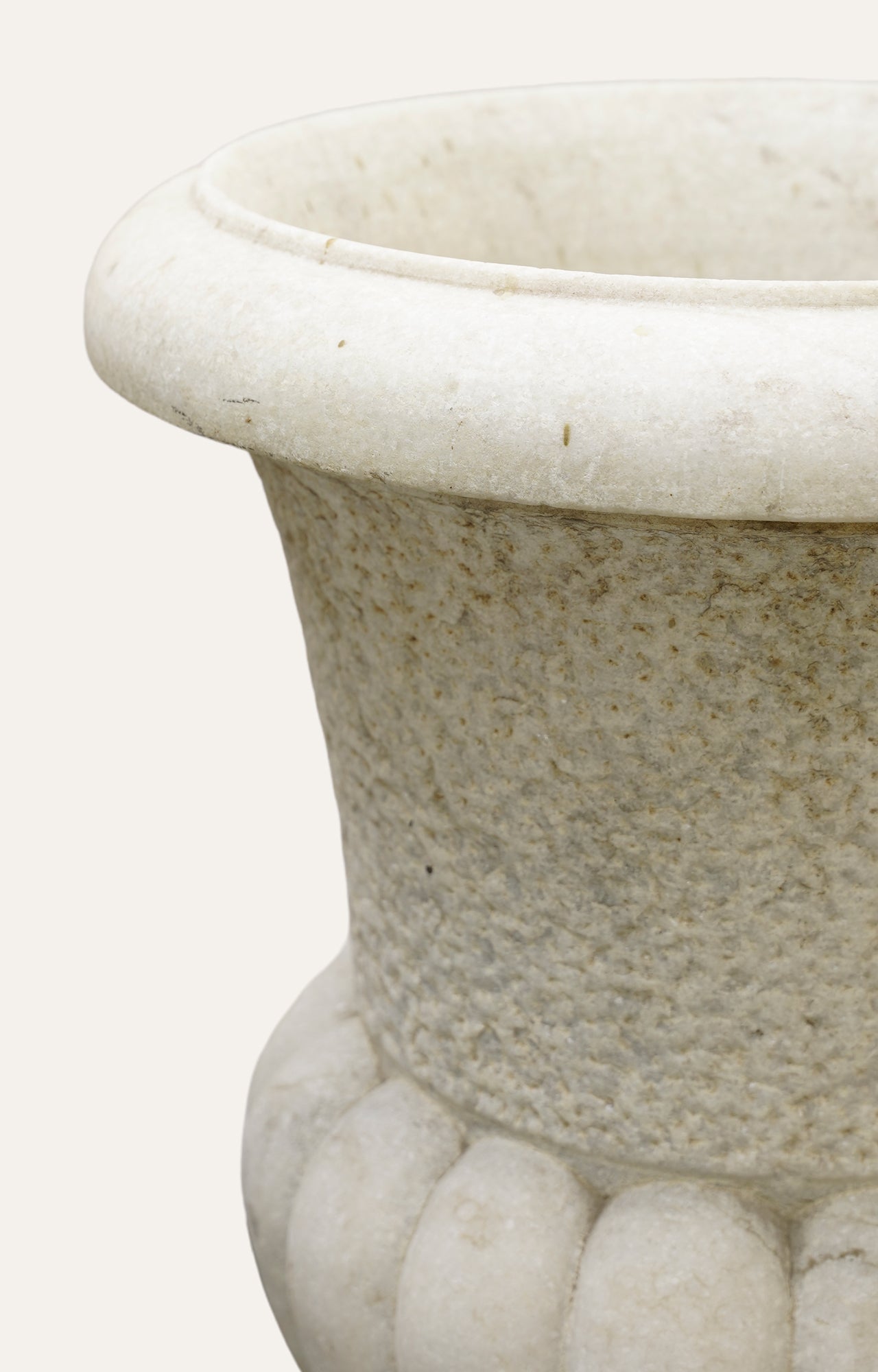 Large 19th century carved white marble garden urn_4